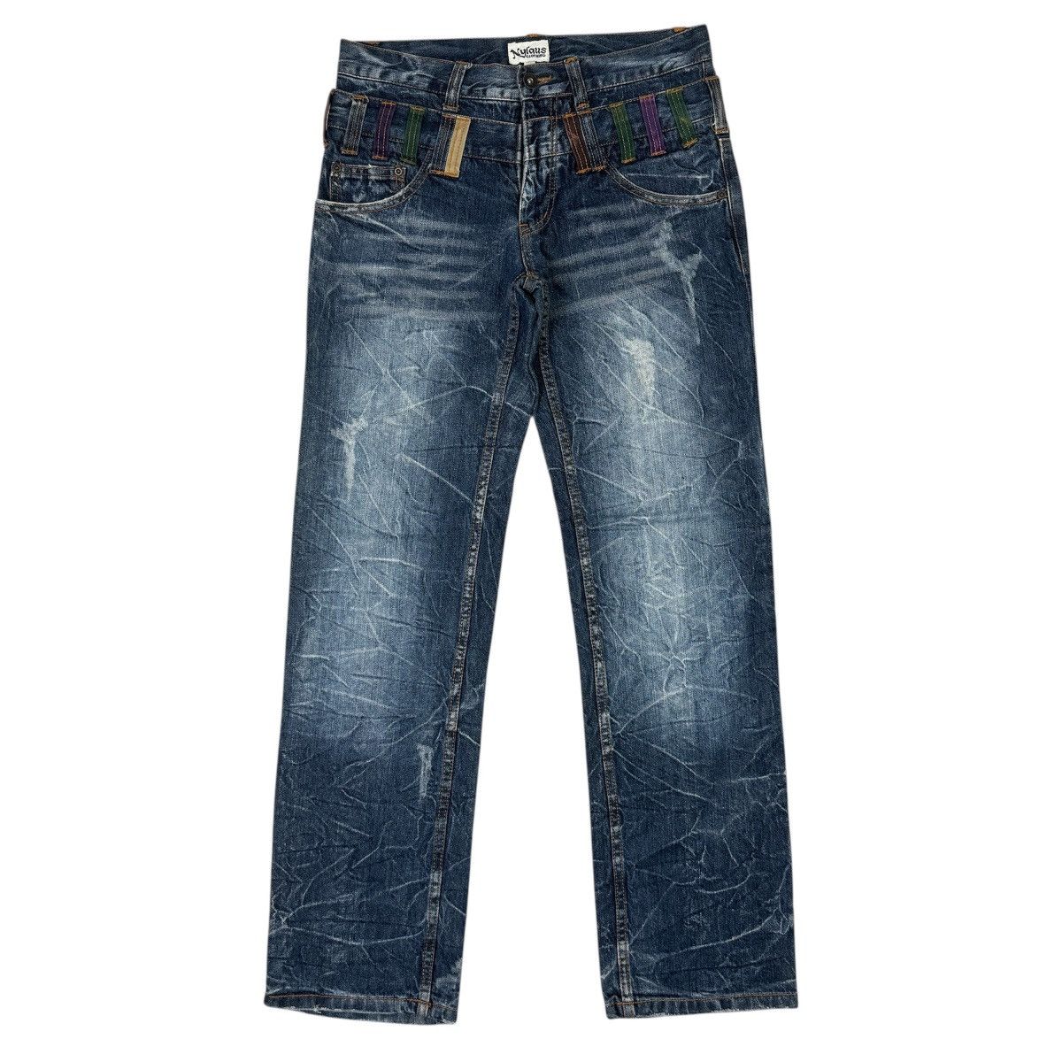 Japanese Brand Double Waist - 2000s Nylaus Crazy Jeans Size US 31 - 1 Thumbnail