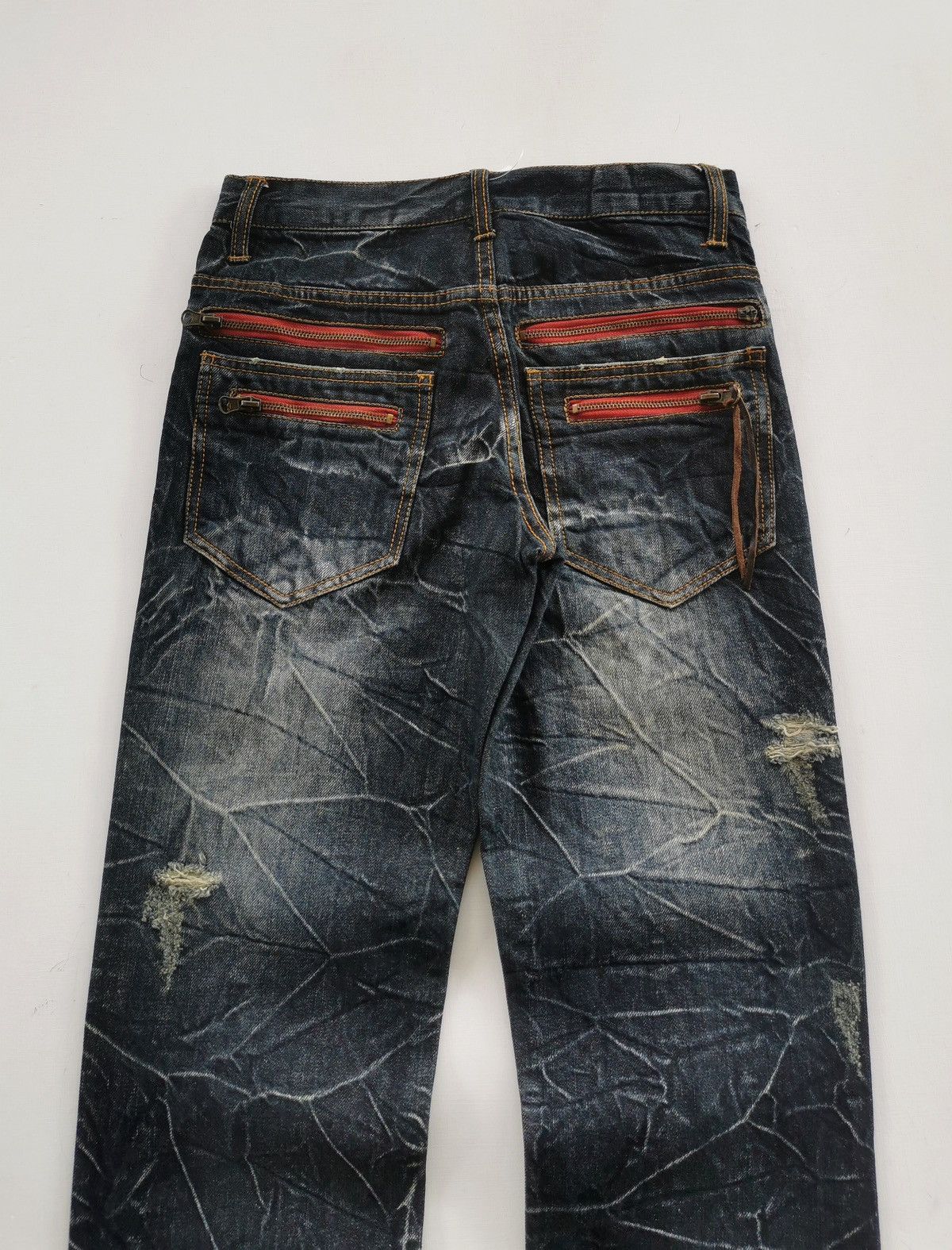 Japanese Brand Distressed Punk Zipper Studded Denim Jeans Size US 28 / EU 44 - 6 Thumbnail