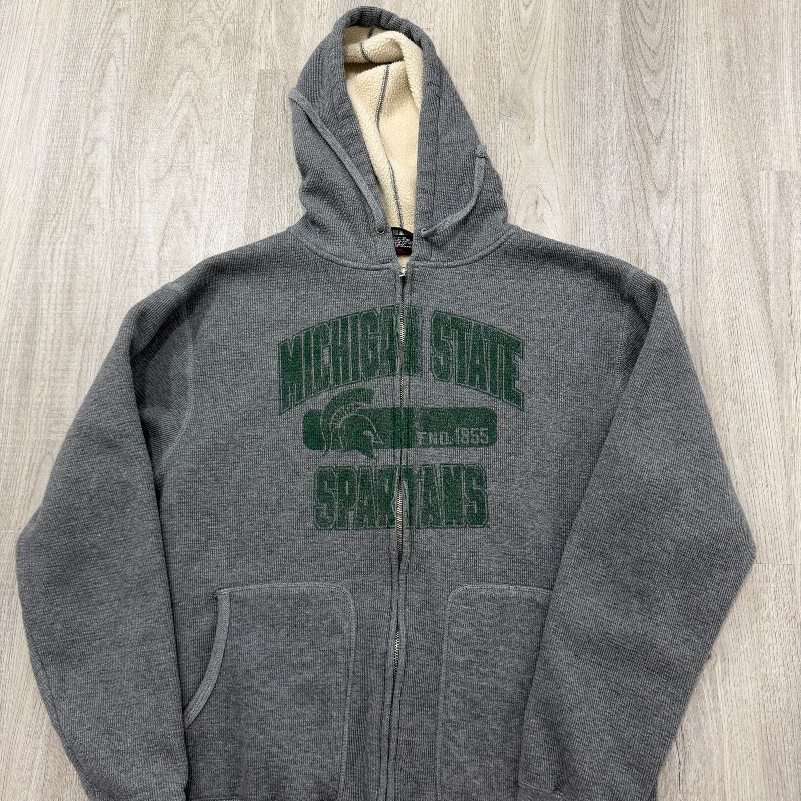 Vintage Vintage Michigan State Spartans Fleece Fur Lined Hoodie XL Size US XL / EU 56 / 4 - 2 Thumbnail