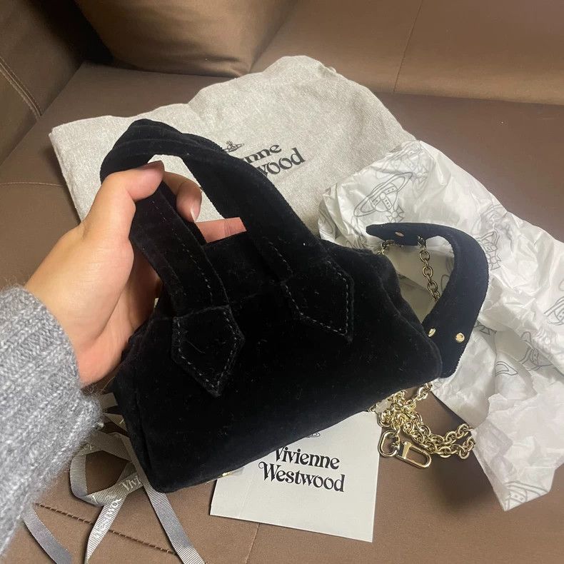 Vivienne Westwood Vivienne Westwood size os Mini black velvet bowling bag Size ONE SIZE - 2 Thumbnail