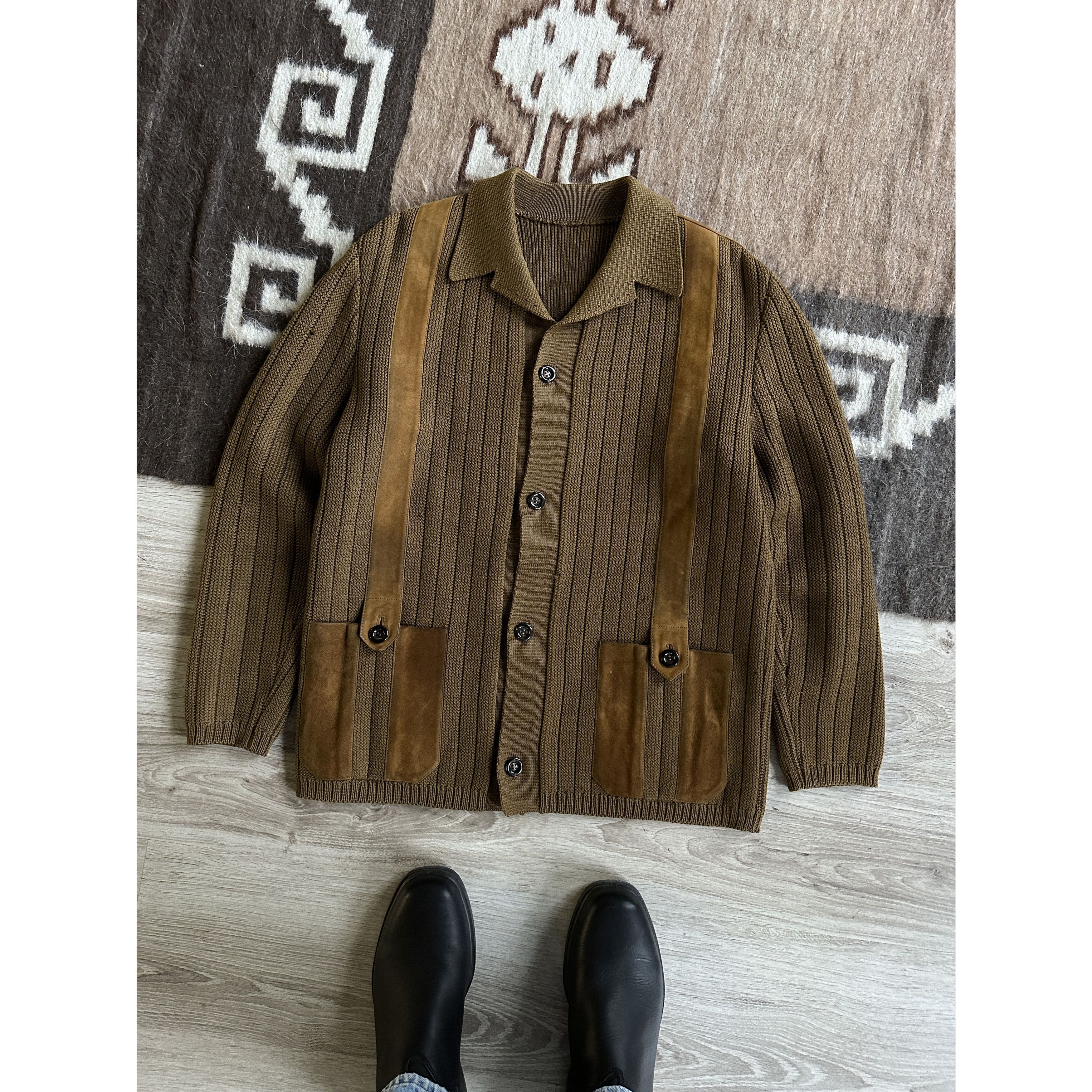 Vintage Vintage 60s French Wool Knitted Cardigan Sweater 7909AC Size US L / EU 52-54 / 3 - 2 Thumbnail
