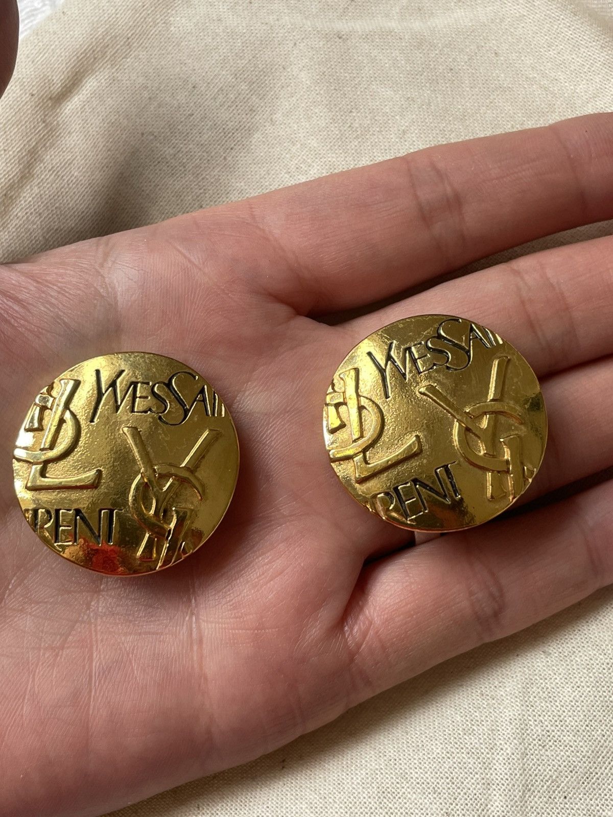 Yves Saint Laurent YSL MONOGRAM LOGO EARRINGS Size ONE SIZE - 4 Thumbnail