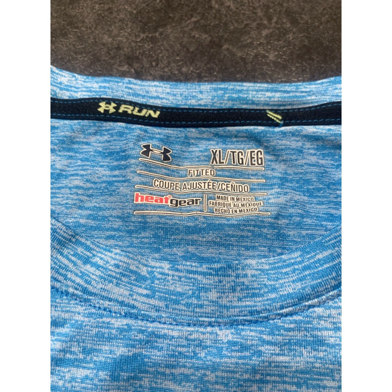 Under Armour UNDER ARMOUR HeatGear Men’s T-Shirt XL Blue Heathered Short Sleeve Crew Neck Logo Moisture Wicking Athletic Run Fit Size US XL / EU 56 / 4 - 4 Thumbnail