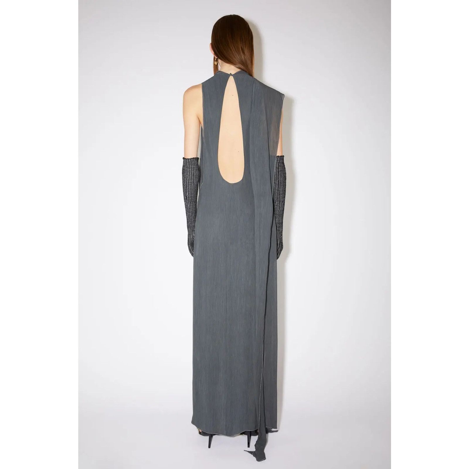 Acne Studios $1080 Acne Studios Gray High Neck Crepe Dress Size XS / US 0-2 / IT 36-38 - 3 Thumbnail