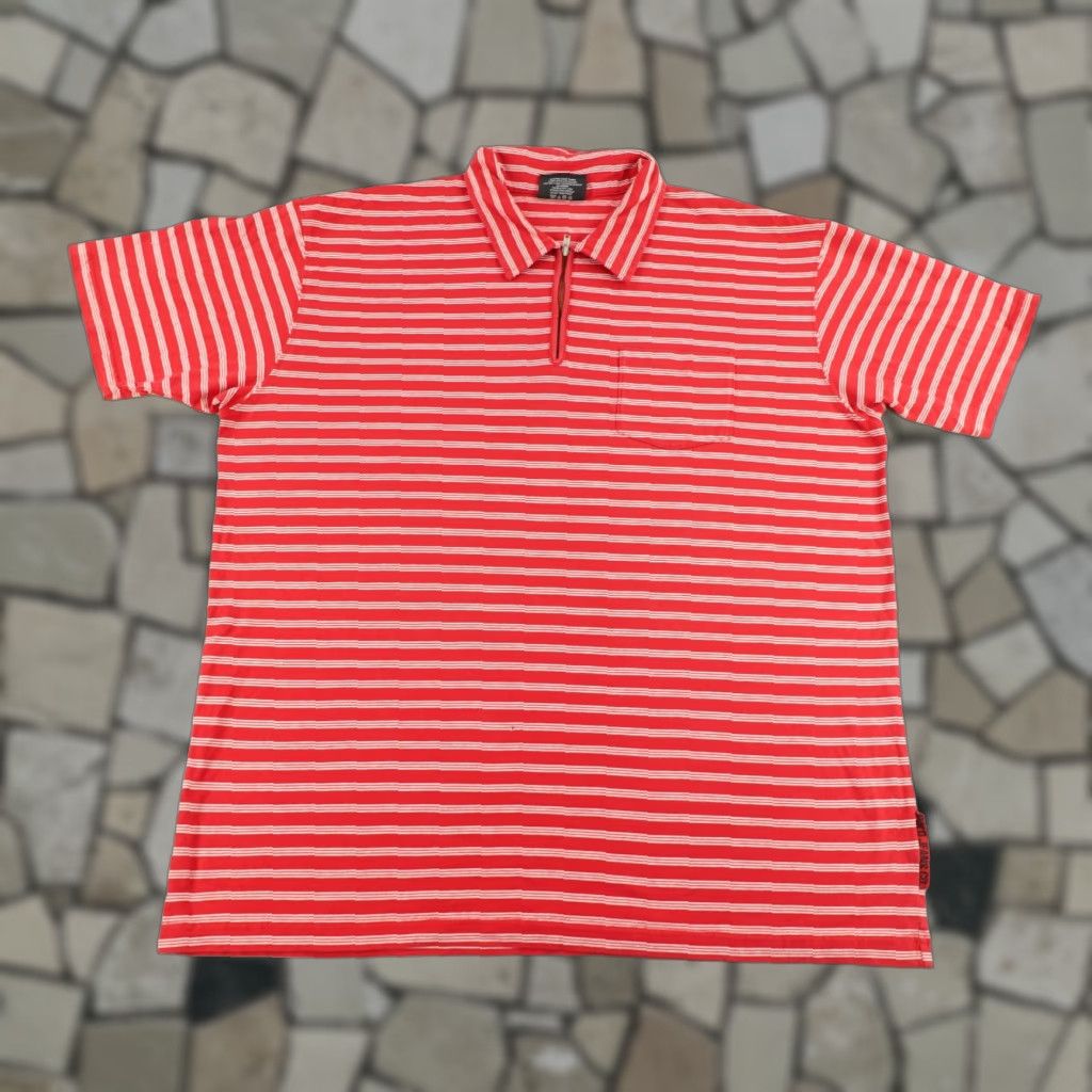 Ralph Lauren VINTAGE Ralph Lauren Polo Shirt Mens Large Red White Stripes 1/4 Zip Activewear Y2K Size US L / EU 52-54 / 3 - 1 Thumbnail