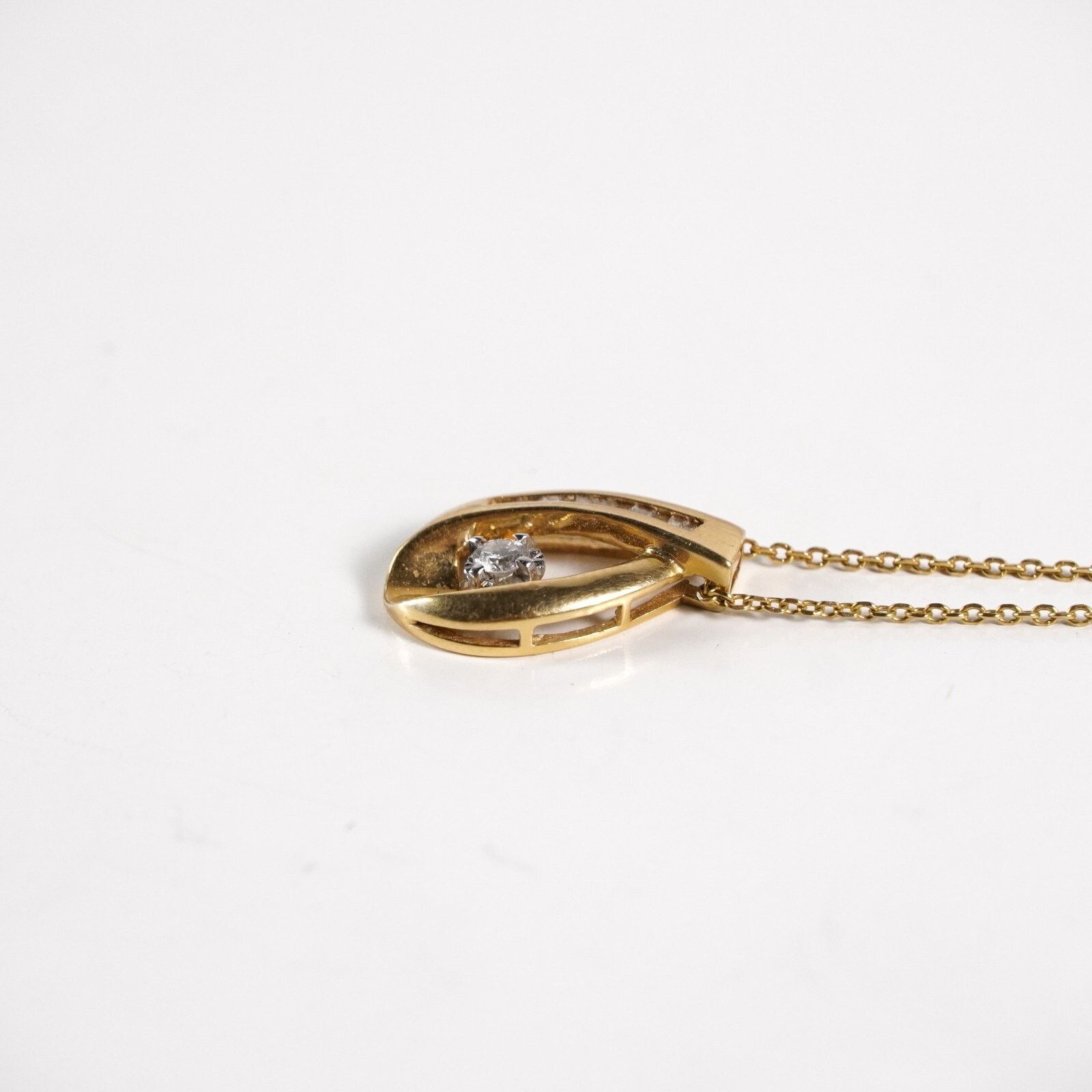 Other 0.2Ct Nat Diamonds Teardrop Pendant Solid 14K Gold Necklace Size ONE SIZE - 5 Thumbnail
