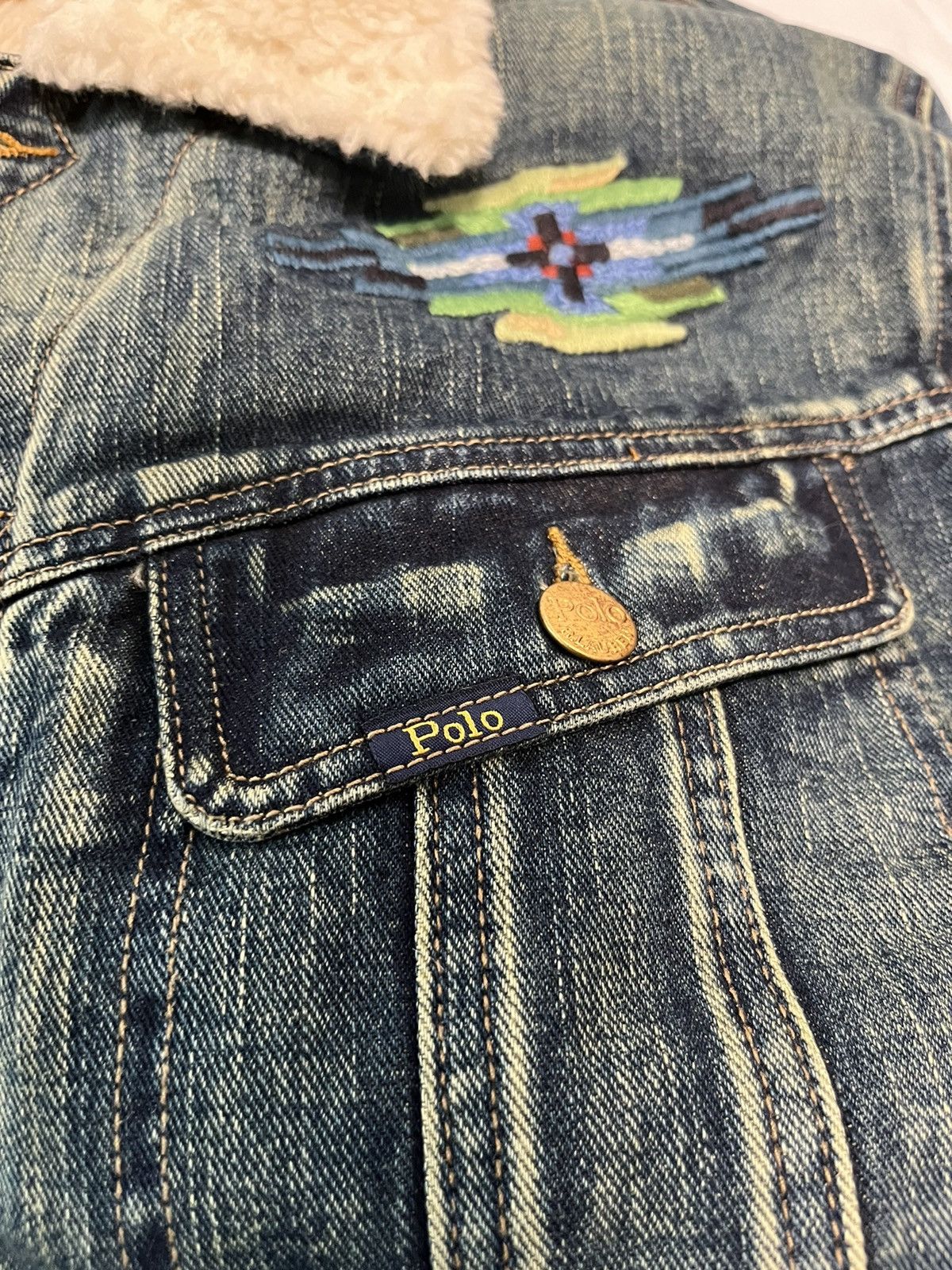 Polo Ralph Lauren SHERPA DENIM TRUCKER JACKET GOODMAN EMBROIDERED Size US L / EU 52-54 / 3 - 13 Thumbnail