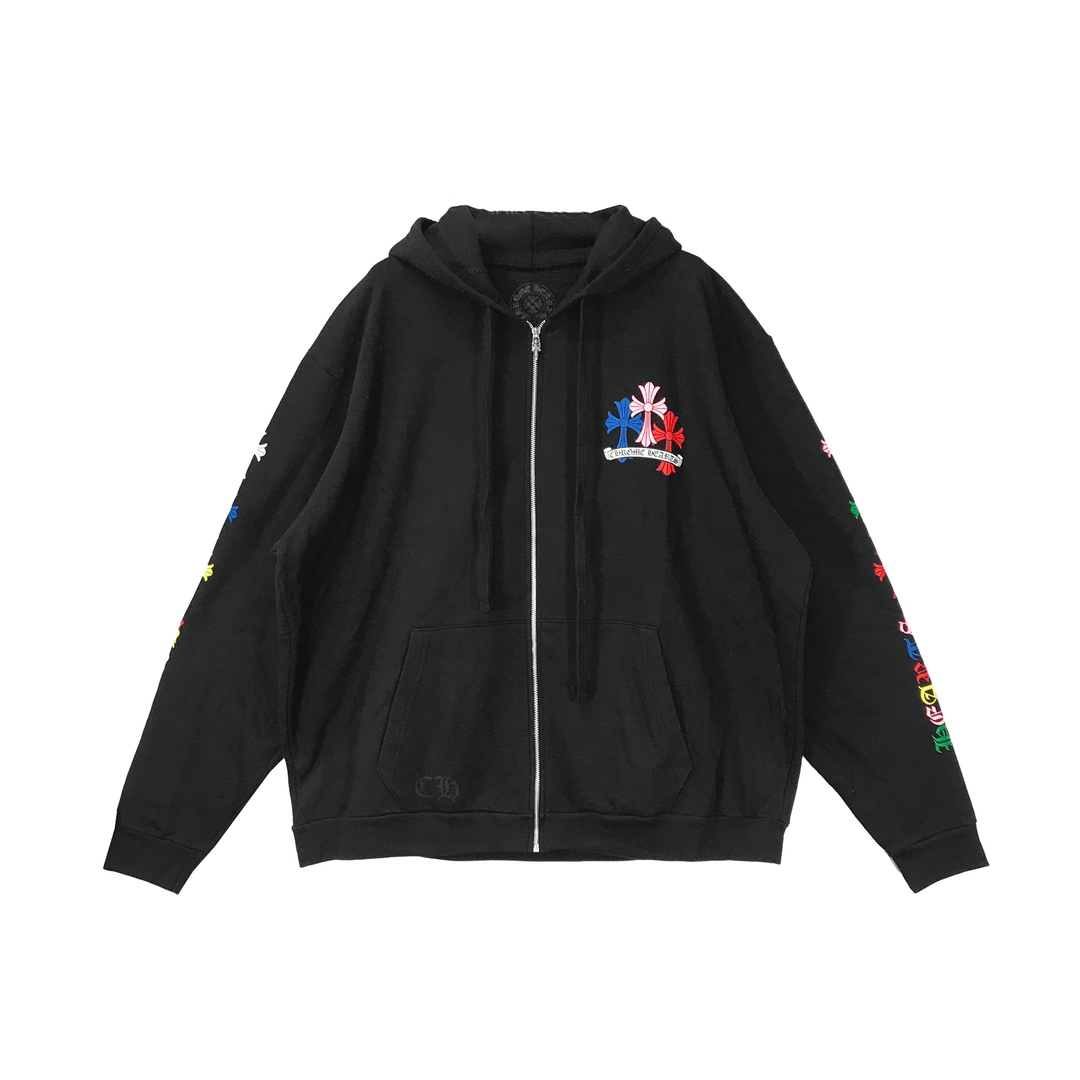 トップス Chrome Hearts CH CROSS sweat zip up Chrome Hearts Triple Cross Gray Zip Up Hoodie - SRM