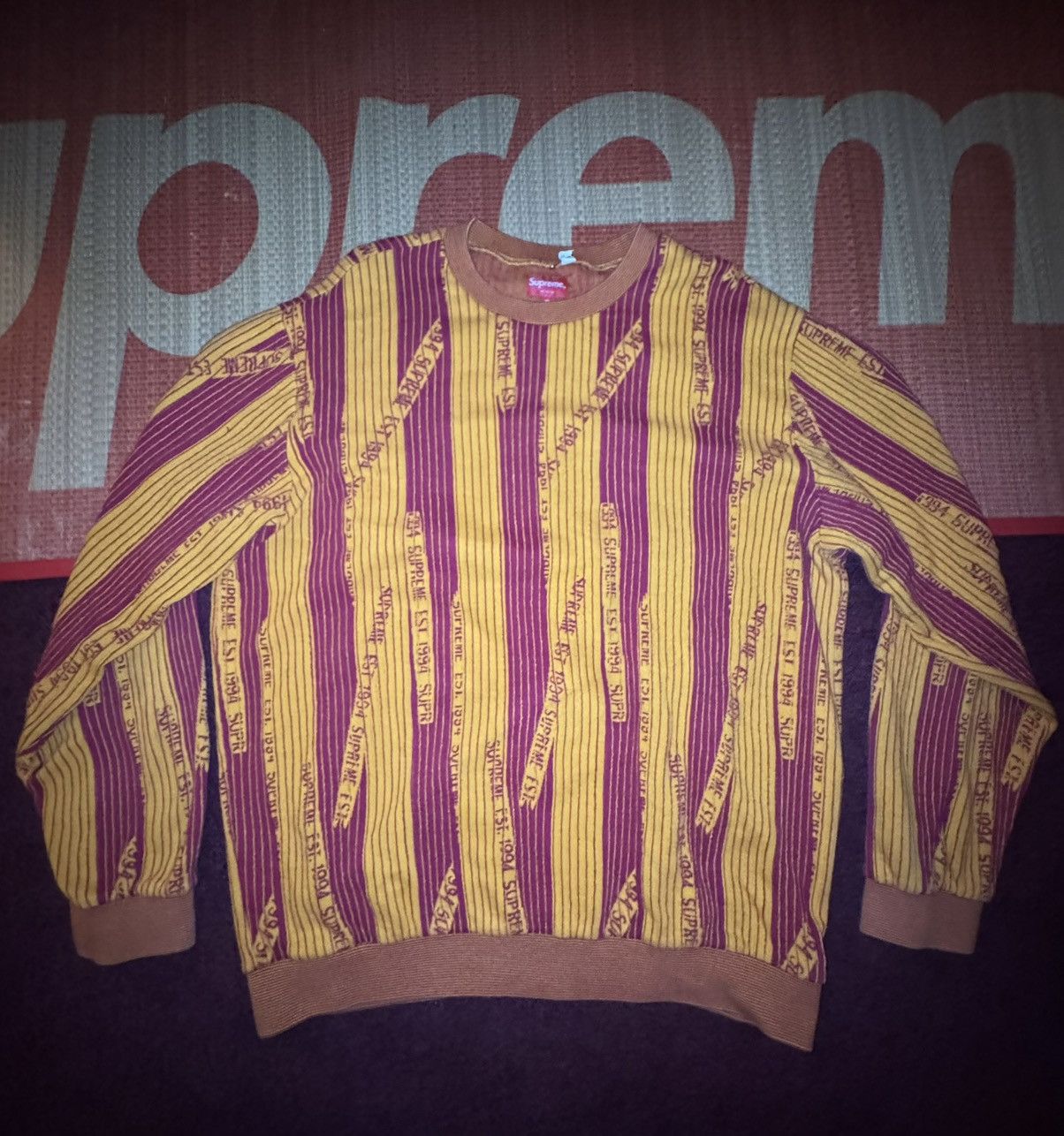 Supreme Supreme Textured Stripe Crewneck Size US XL / EU 56 / 4 - 1 Thumbnail