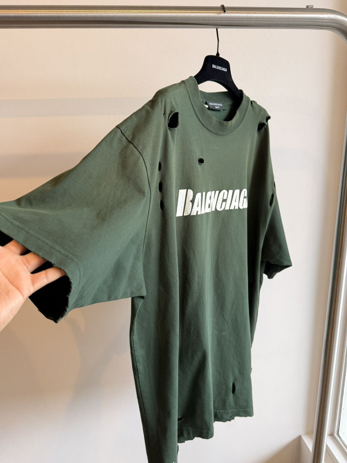 Balenciaga NWT Balenciaga Dark Green Caps Destroyed Large Fit Size XS Size US XS / EU 42 / 0 - 9 Thumbnail