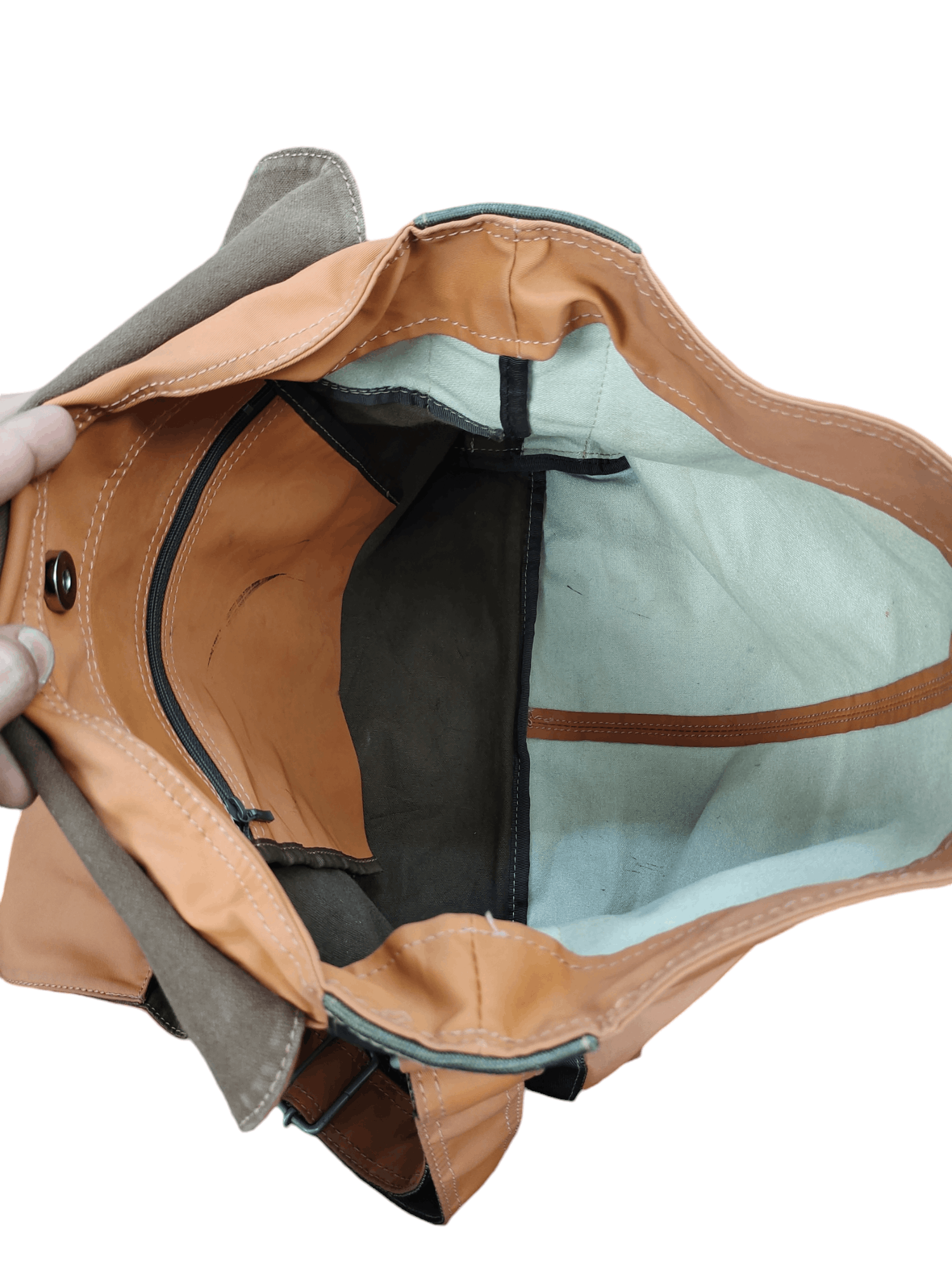 Yohji Yamamoto Vintage Yohji Yamamoto Cotton Leather Shoulder Sling Bag Size ONE SIZE - 13 Thumbnail