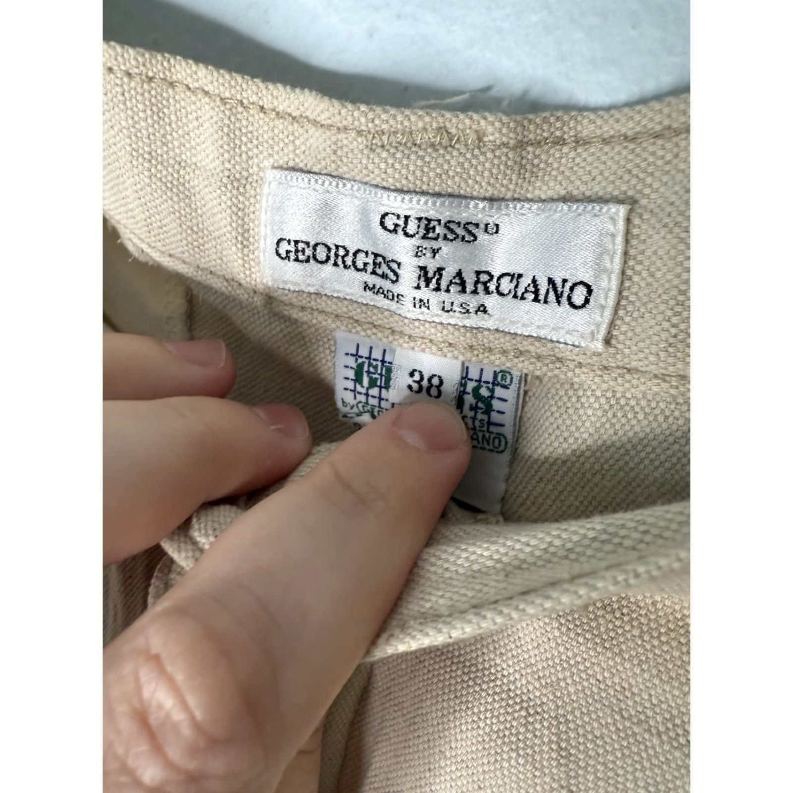Guess VINTAGE GUESS Pants Mens Khakis 90s Linen Cotton Blend 38x30 Ivory Regular In USA Georges Marciano Size US 38 / EU 54 - 3 Thumbnail
