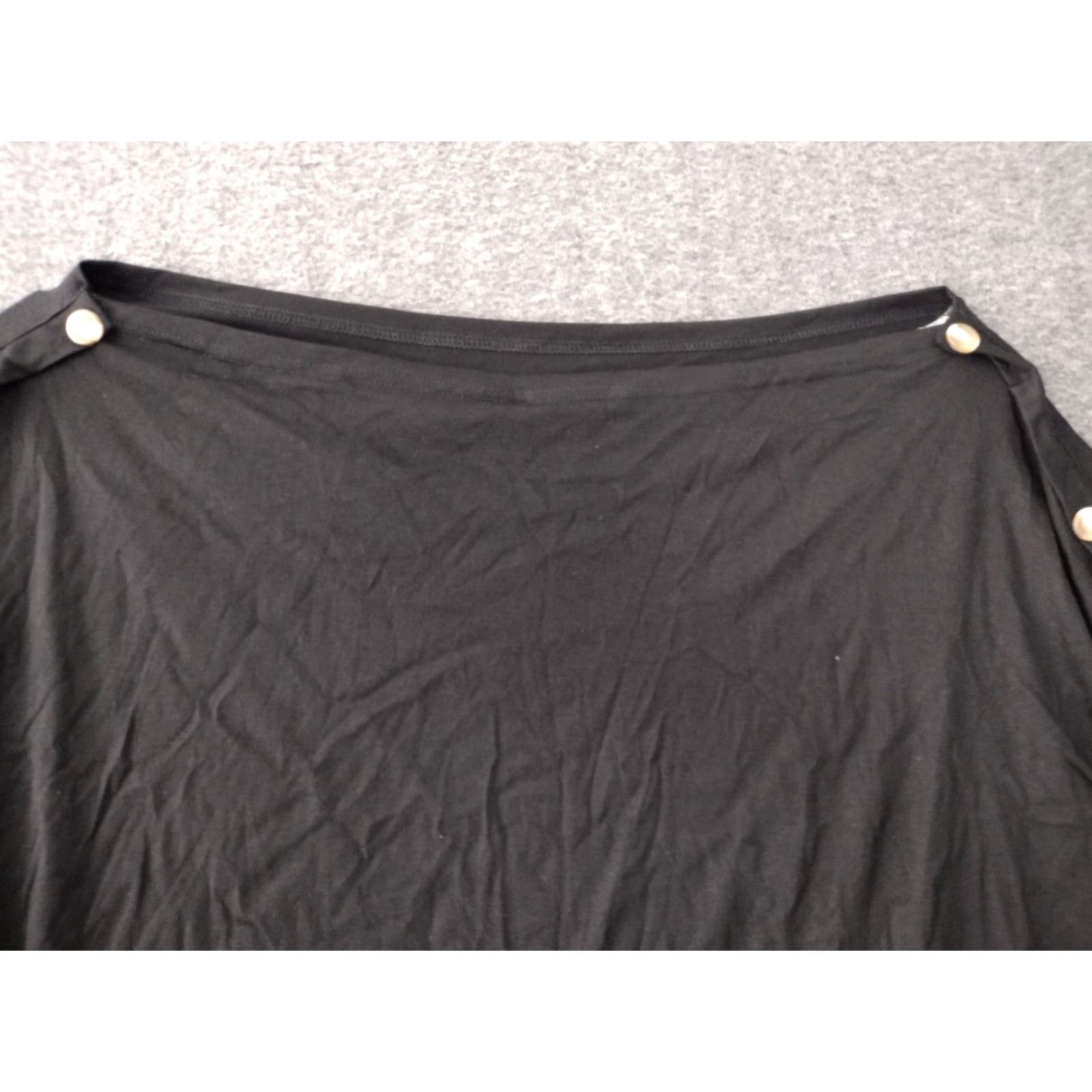 Vintage Thanks Women's Top Blouse 2XL Black Boat Neck 3 Button Shoulder Dolman Sleeve Knit Casual Party/Cocktail Travel Size XXL / US 16-18 / IT 52-54 - 2 Thumbnail