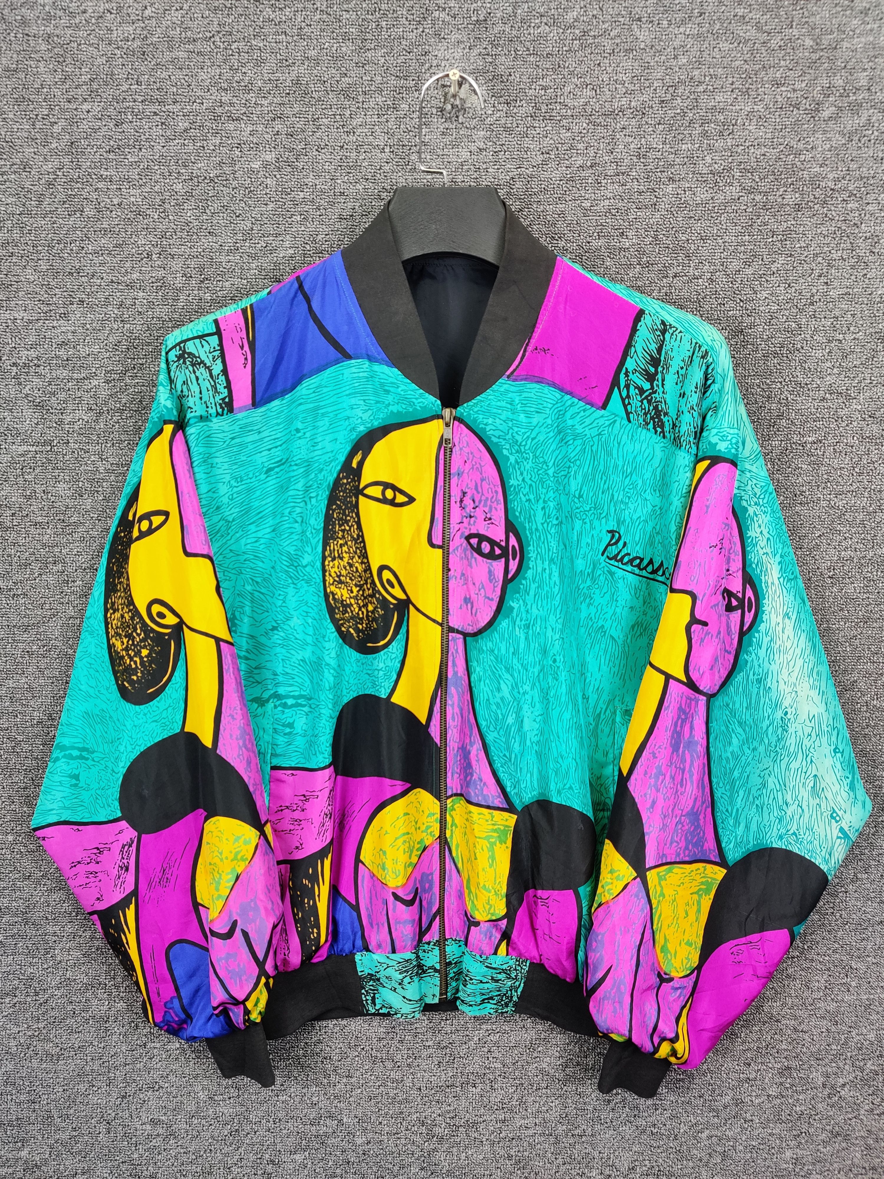 Vintage Vintage Picasso Silk Art Bomber Jacket Size US XL / EU 56 / 4 - 1 Thumbnail