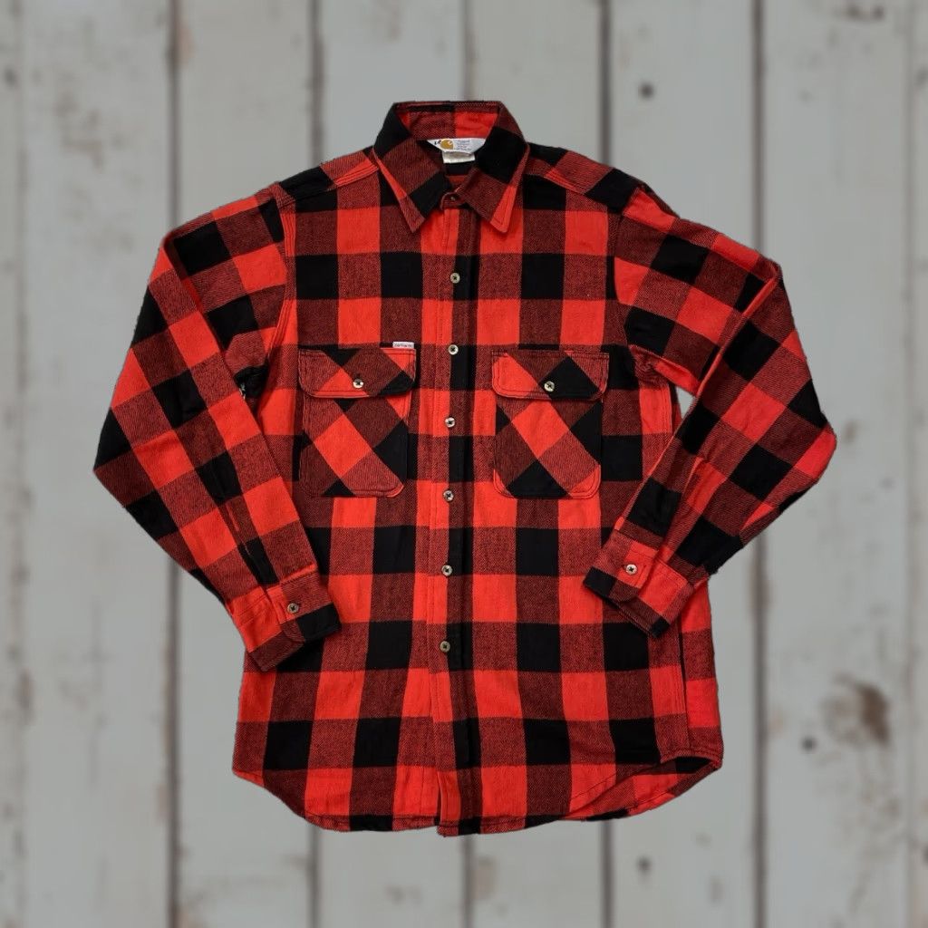 Carhartt VINTAGE Carhartt Flannel Shirt Mens Large Red Plaid Made USA Rugged Work Shirt Size US L / EU 52-54 / 3 - 1 Thumbnail