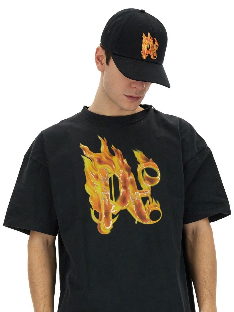 Palm Angels o1y0325 Logo Crewneck T-Shirt in Black Size US XS / EU 42 / 0 - 2 Thumbnail
