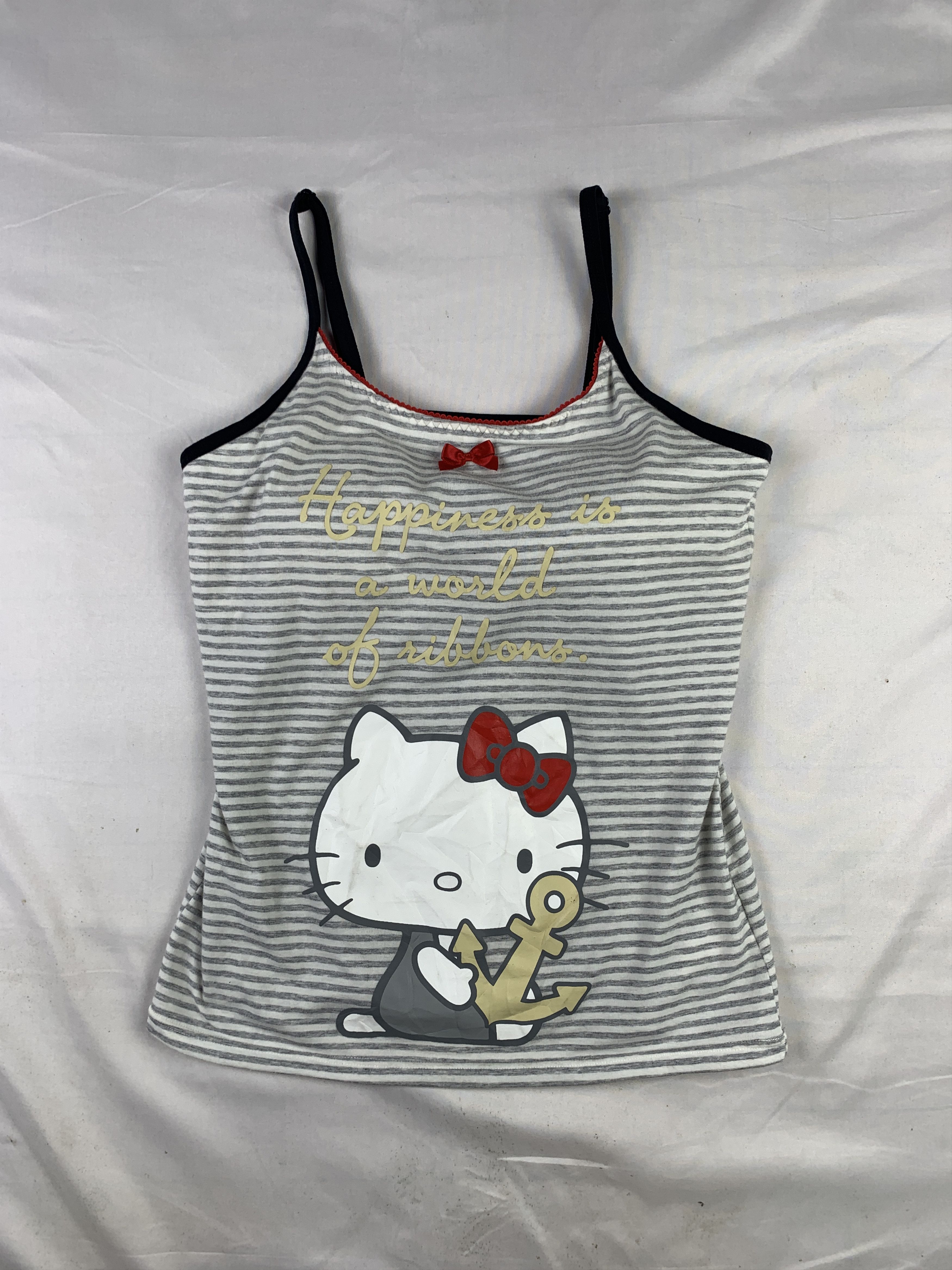 Anime Hello Kitty Stripes Big Naval Ribbon Tanktop Size S / US 4 / IT 40 - 1 Thumbnail