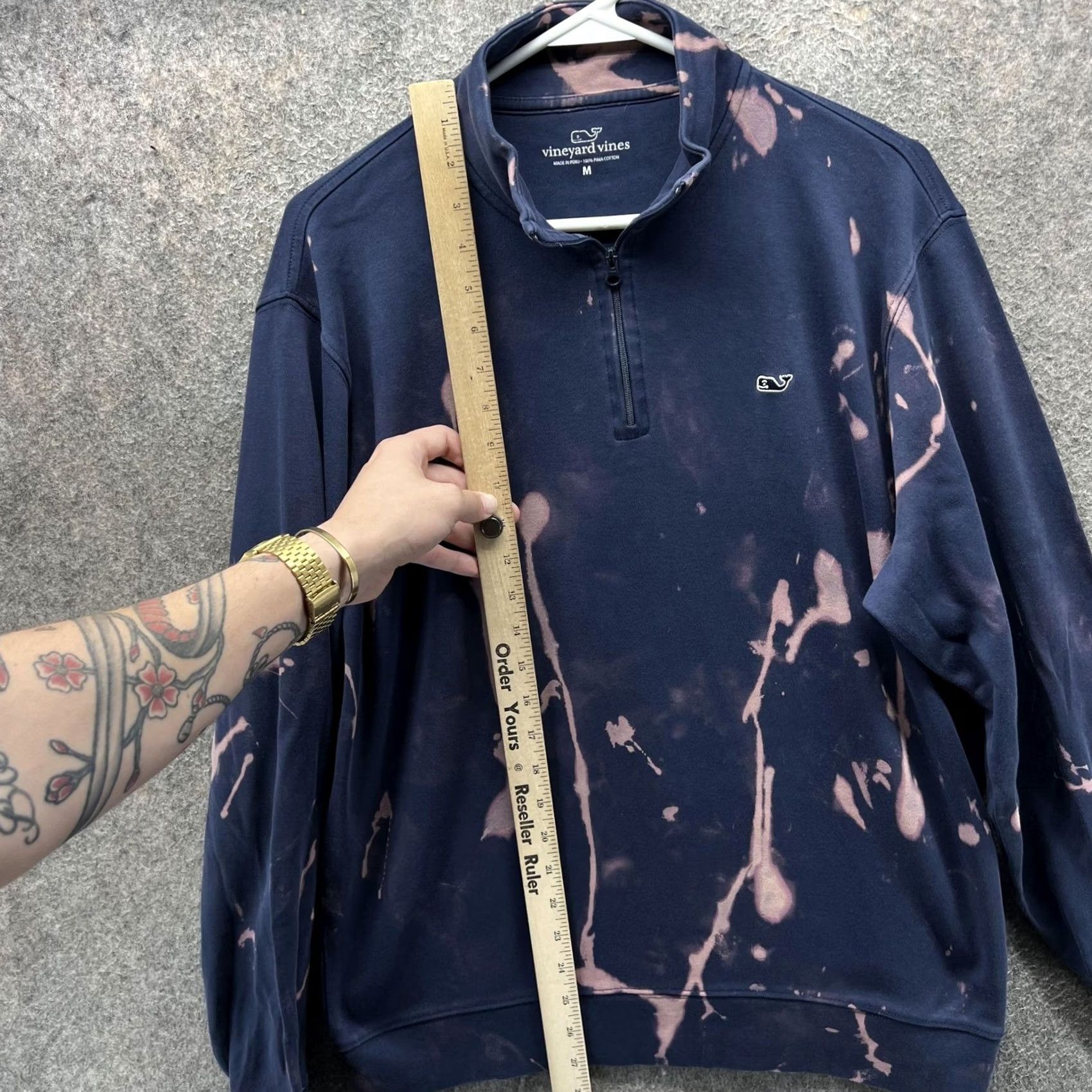 Vineyard Vines Vineyard Vines Sweatshirt Quarter Zip Mens M Navy Bleach Dye Pullover Size US M / EU 48-50 / 2 - 4 Thumbnail