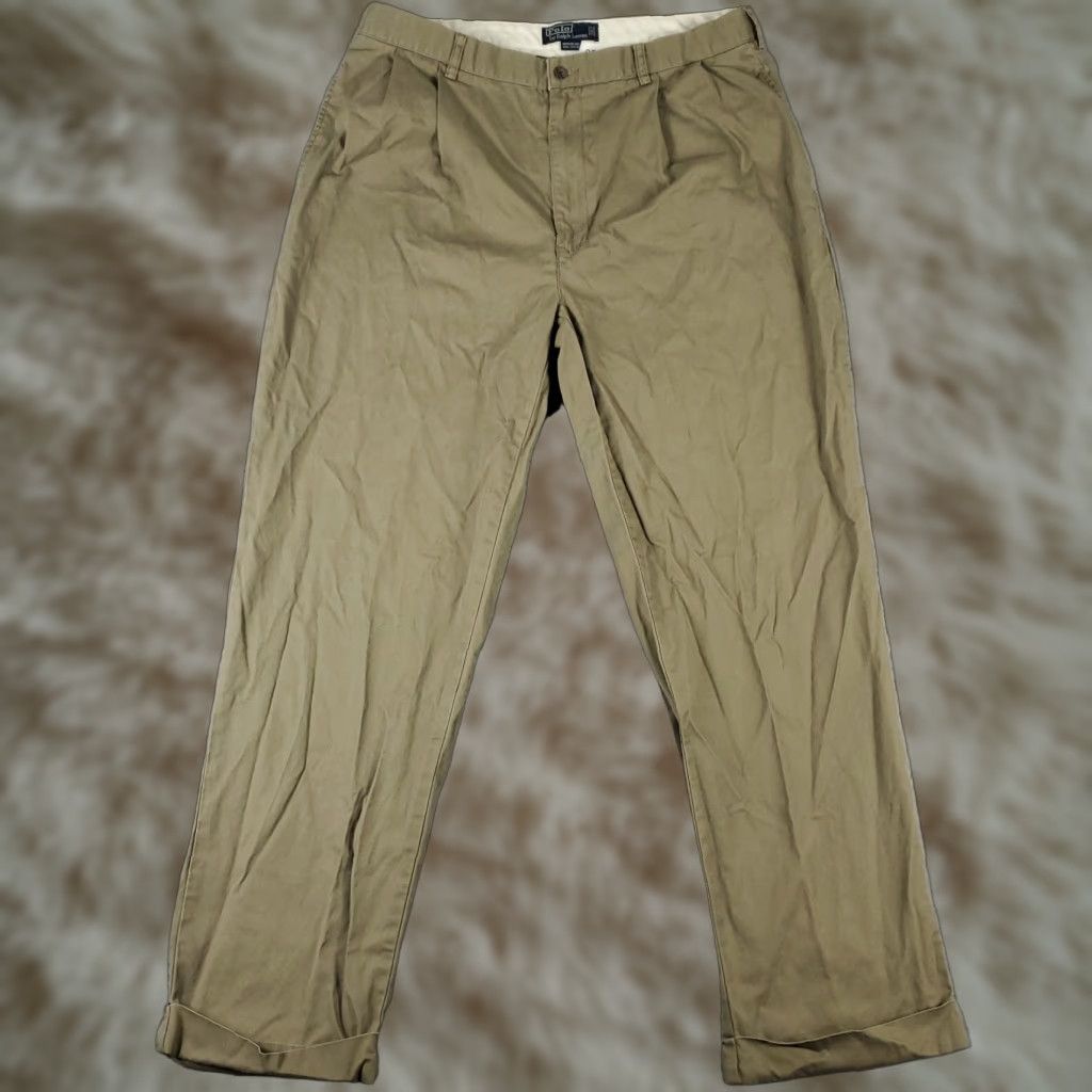Ralph Lauren Ralph Lauren Chino Pants Mens 38x32 Beige Pleated Comfort Trousers Size US 38 / EU 54 - 1 Thumbnail