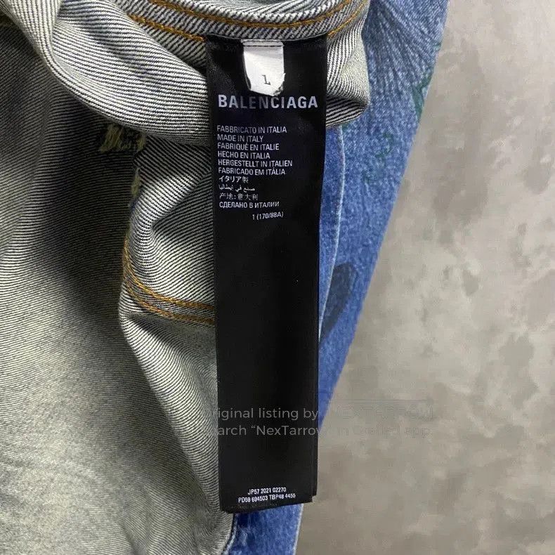 Balenciaga Balenciaga Blue Graffiti Logo Denim Jacket. Size US S / EU 44-46 / 1 - 5 Thumbnail
