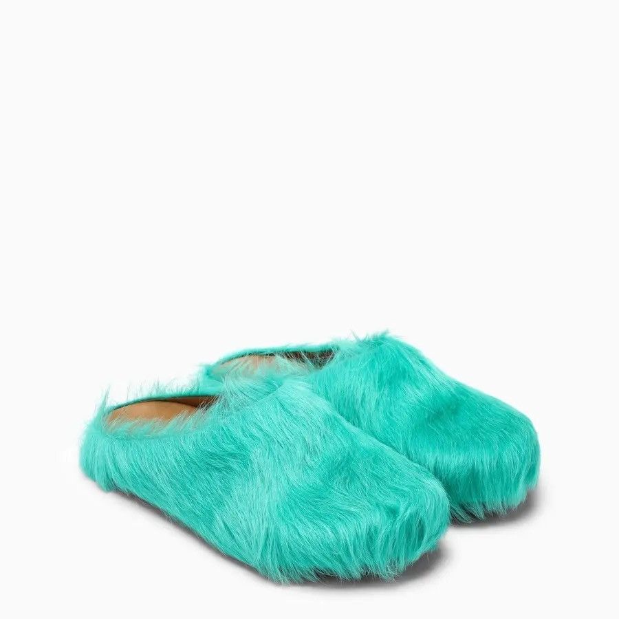 Marni !DS! SS23 Marni Fussbet Calf Hair Turqoise Sabot Clogs Size US 10 / EU 43 - 1 Thumbnail