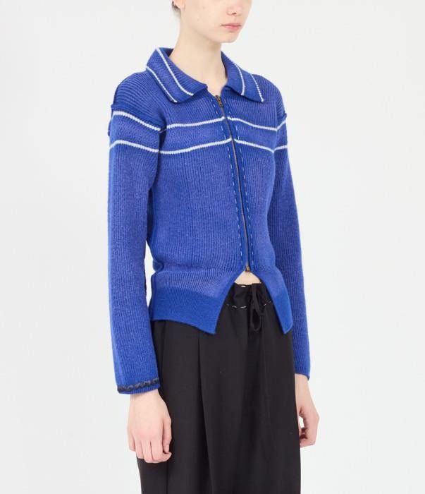 Maison Margiela o1bcso1str0526 Sunbleached Wool Cardigan in Blue Size S / US 4 / IT 40 - 2 Thumbnail