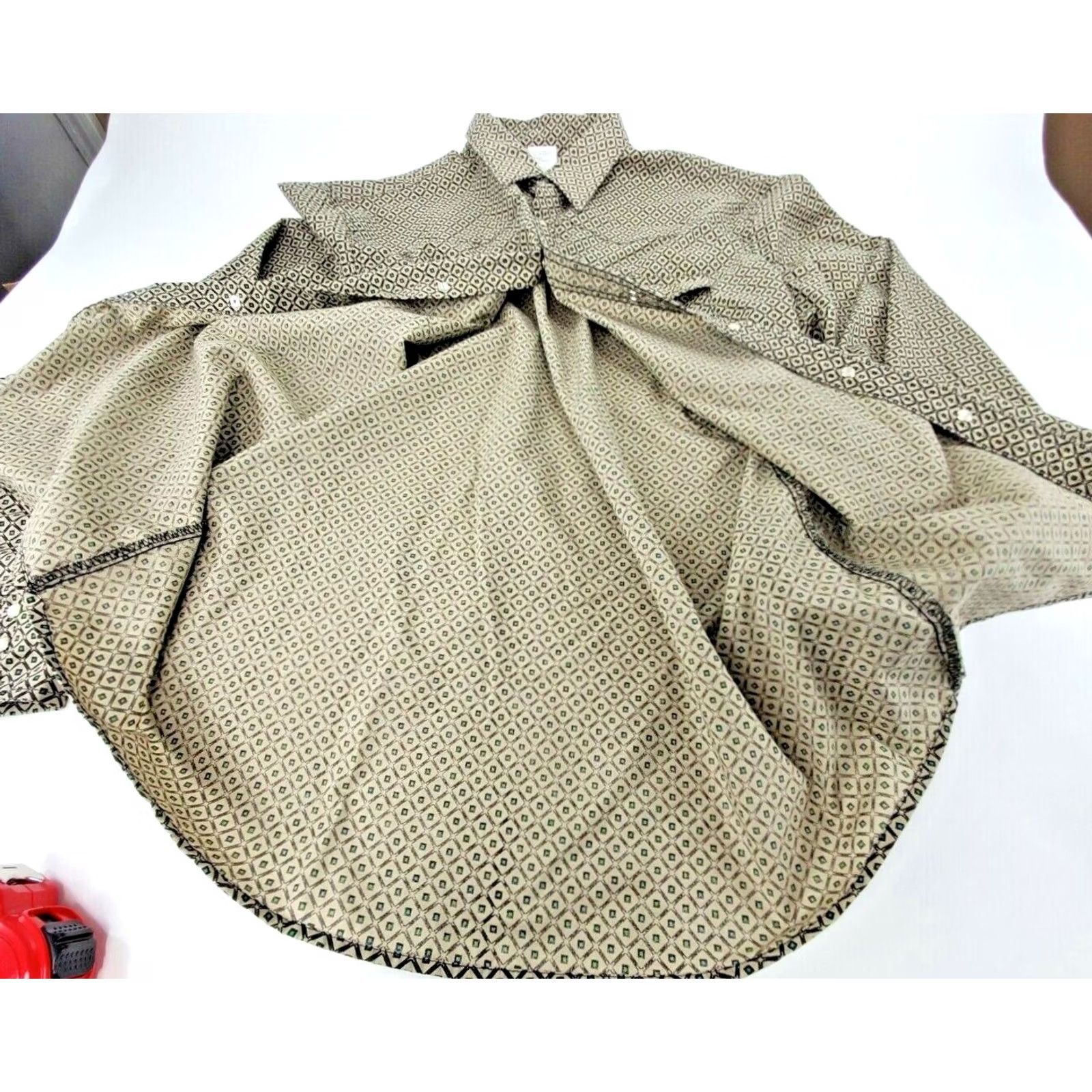 Wrangler VINTAGE Wrangler Wrancher Long Sleeve Western Shirt Men XL Geometric Green Brown Size US XL / EU 56 / 4 - 4 Thumbnail