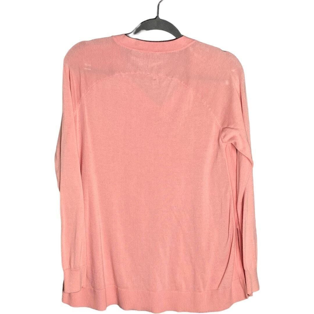 Other Repeat Womens Sweater Easy Knit Long Sleeve V Neck Side Slit Pink Size Medium Size M / US 6-8 / IT 42-44 - 2 Thumbnail