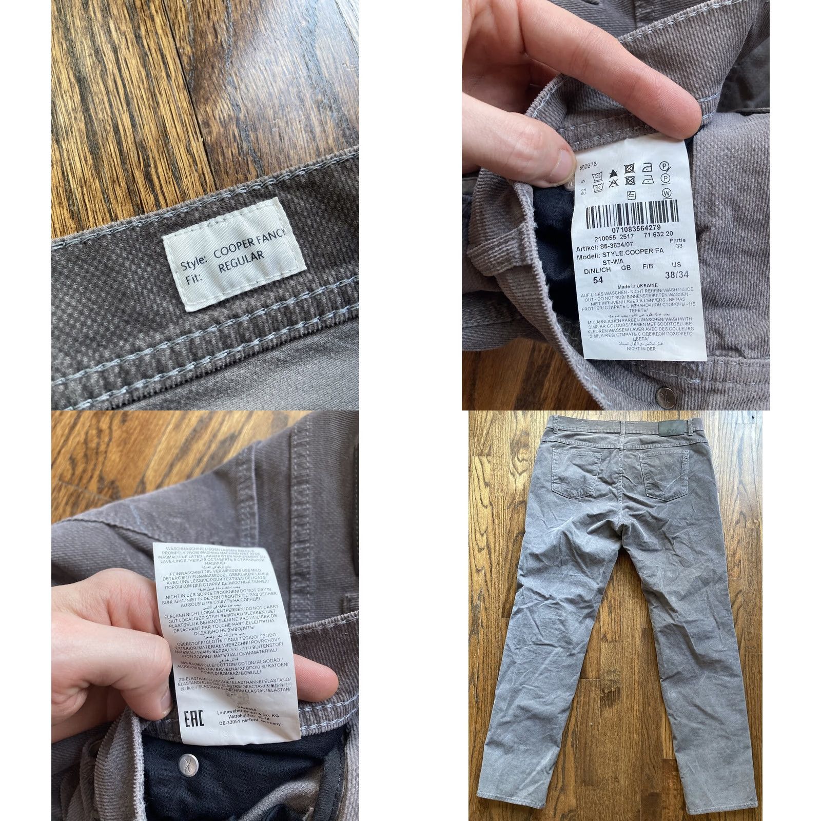 BRAX BRAX Mens Pants Gray Stretch Regular Fit Size 38x34 Chino Fancy Business Casual Travel Size US 38 / EU 54 - 8 Thumbnail