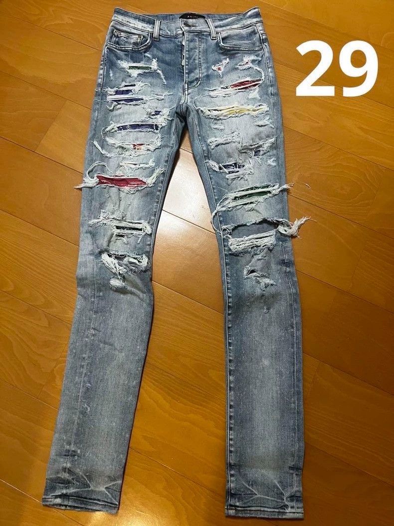 Amiri Amiri genuine rainbow multi-element patchwork jeans Size US 29 - 1 Thumbnail