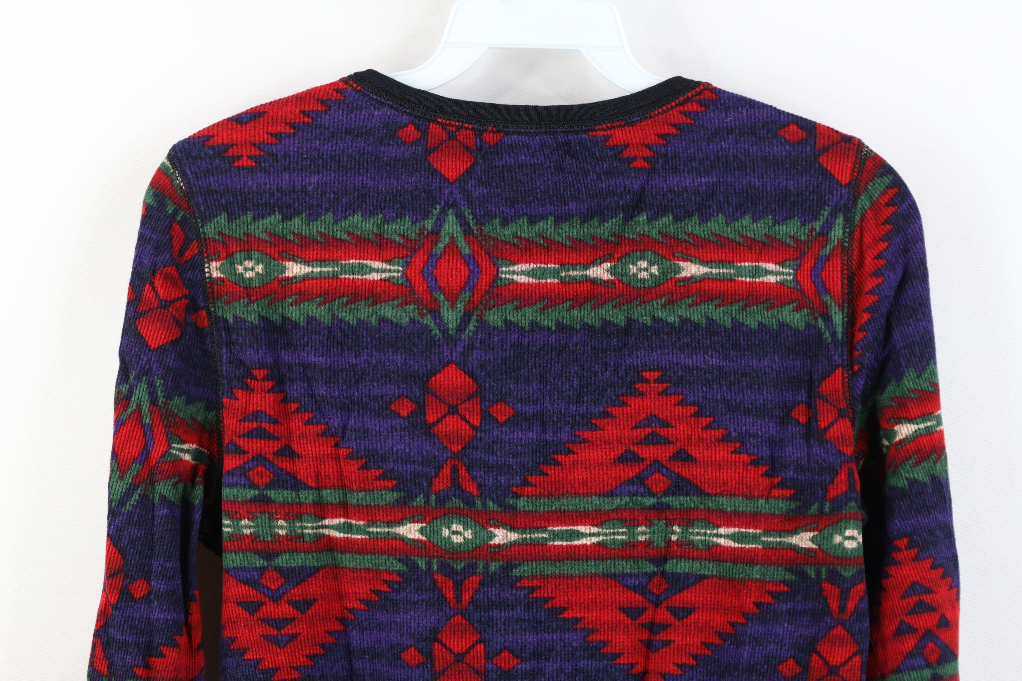 Chaps Vintage Y2K Chaps Southwestern Aztec Thermal Henley T-Shirt Size S / US 4 / IT 40 - 10 Thumbnail