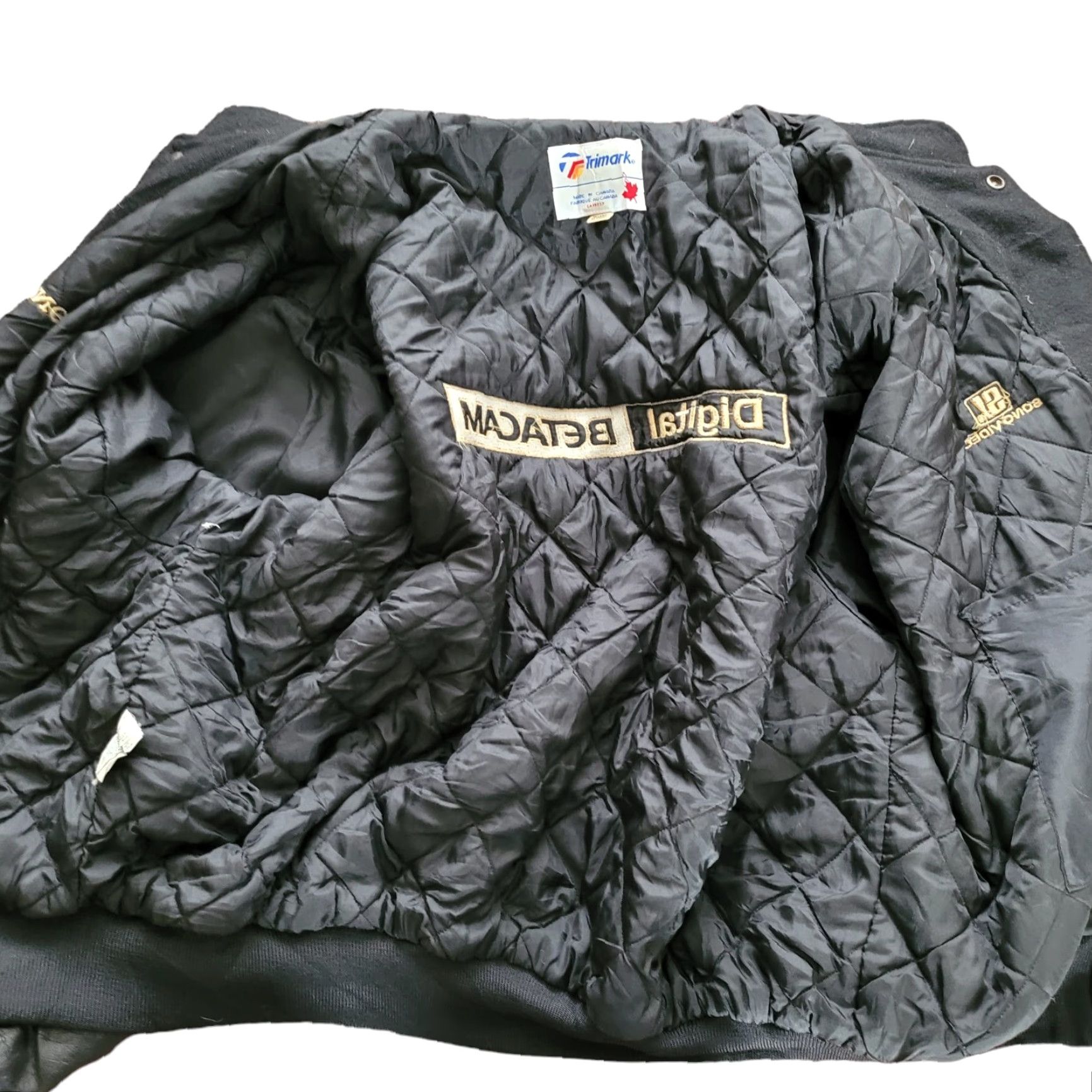 Sony VINTAGE Trimark Made In Canada Sony Varsity Jacket Leather Sleeves 2XL Black Men Jacket 2XL Varsity Sony Canada Leather Sleeves Vintage 90s Size US XXL / EU 58 / 5 - 4 Thumbnail