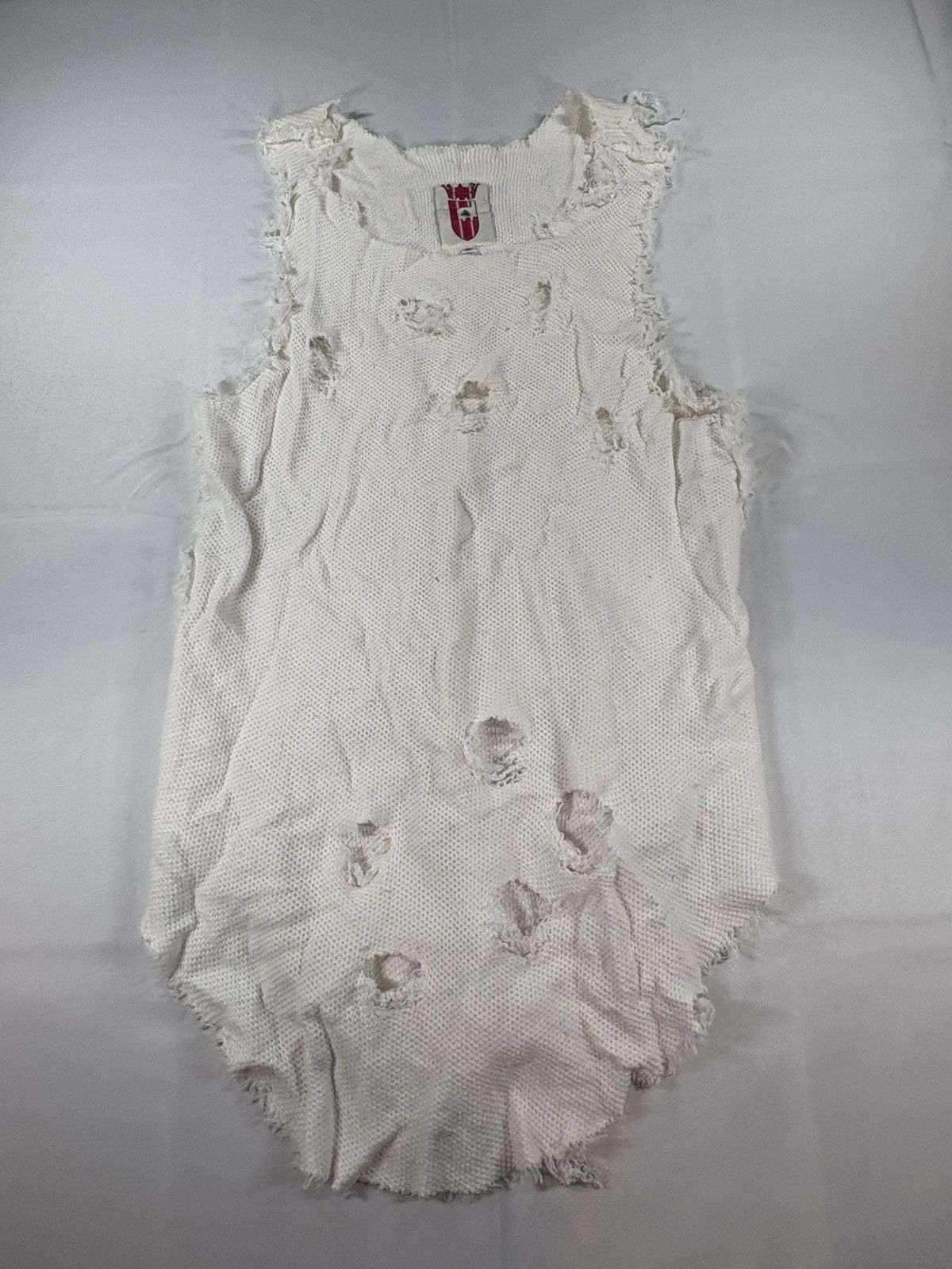 Other Distressed Knit Tank XL Cream Grunge Punk Vest Size US XL / EU 56 / 4 - 5 Thumbnail