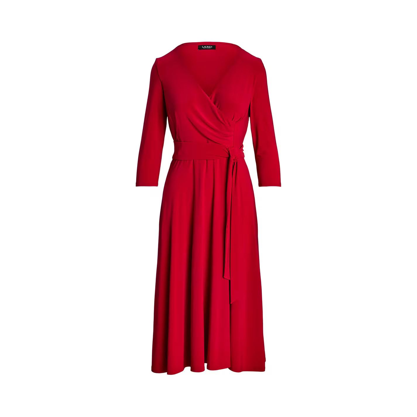 Lauren Ralph Lauren o1g2r1mq0825 Surplice Jersey Dress in Festive Red Size XS / US 0-2 / IT 36-38 - 1 Thumbnail