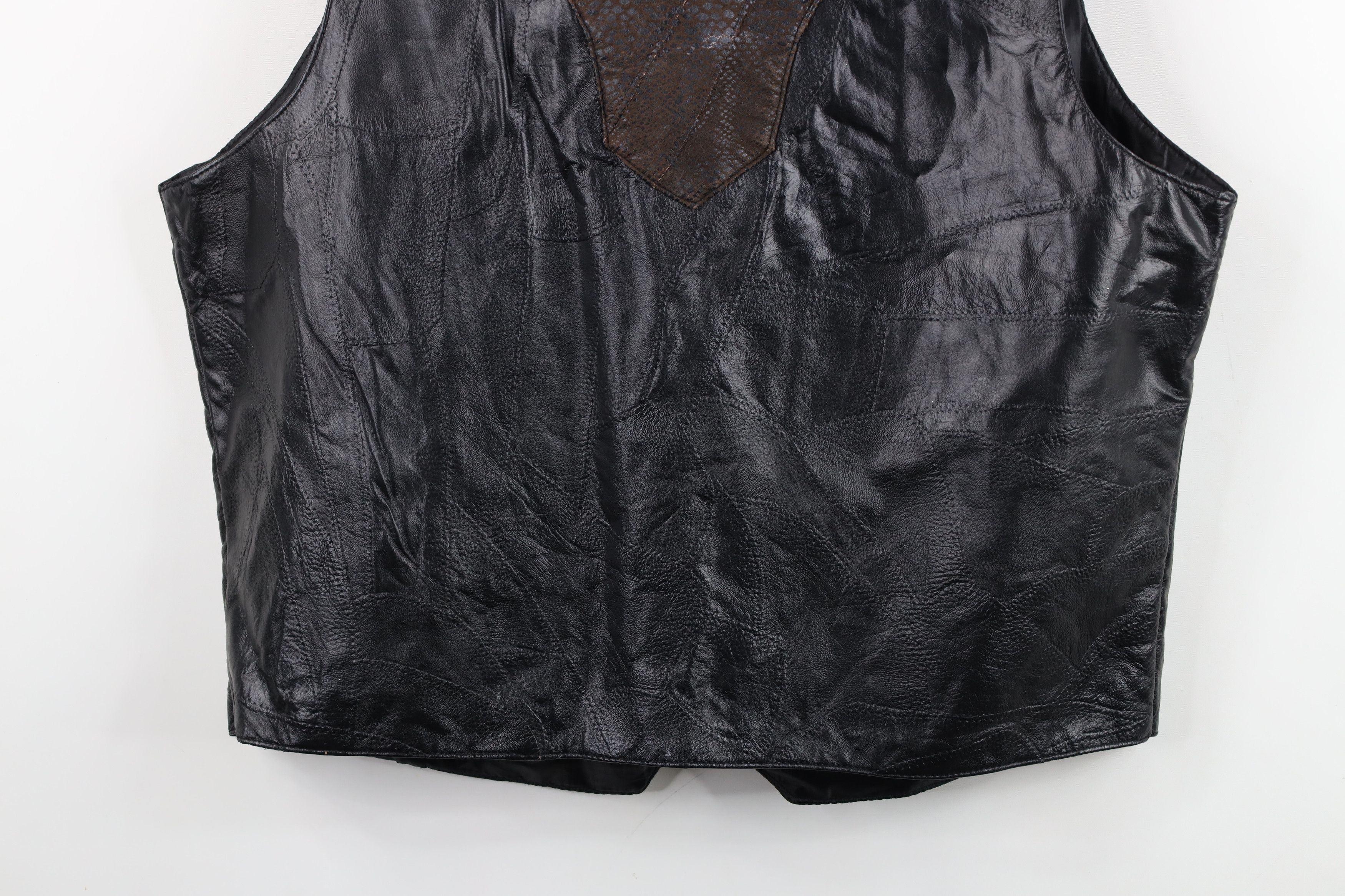 Vintage Deadstock Vintage 90s Streetwear Leather Vest Jacket Size XXL / US 16-18 / IT 52-54 - 14 Thumbnail