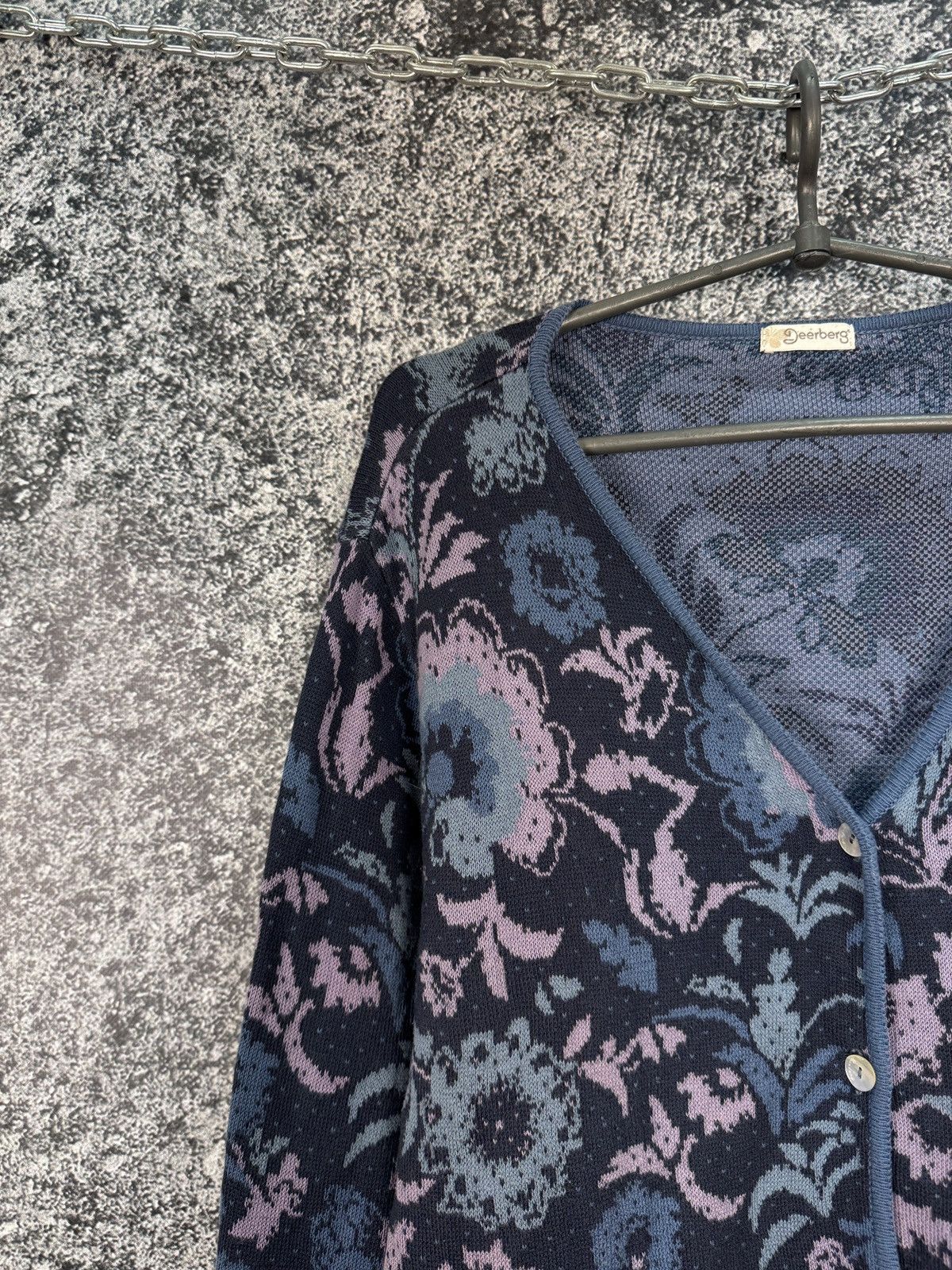 Other Deerberg Floral Cardigan Button Up Knit Sweater Blue Purple Size XL / US 12-14 / IT 48-50 - 3 Thumbnail