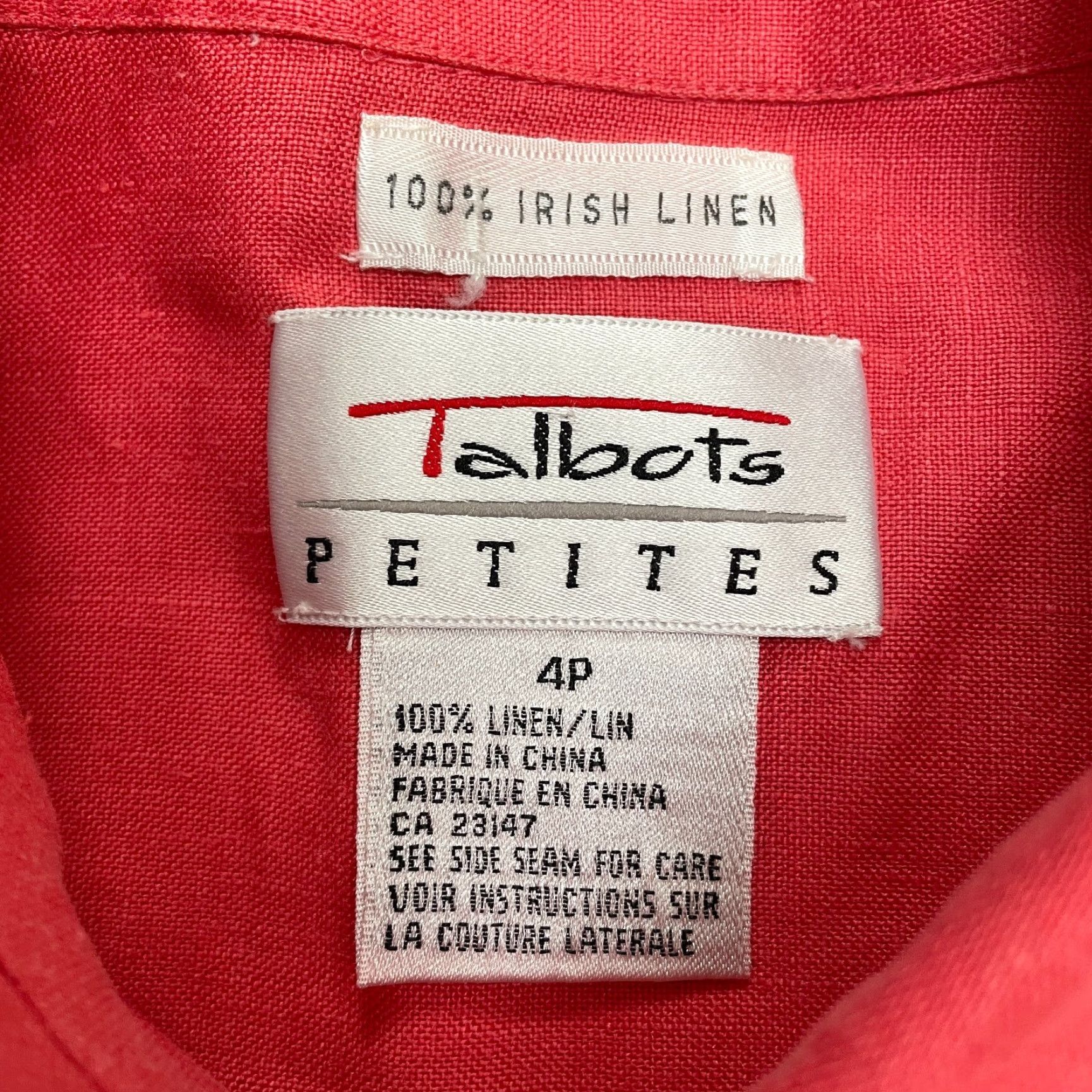 Talbots Talbots Shirt Womens 4P Petites Linen Button-Up Orange Short Sleeve Casual Classic 90s? Size S / US 4 / IT 40 - 7 Thumbnail
