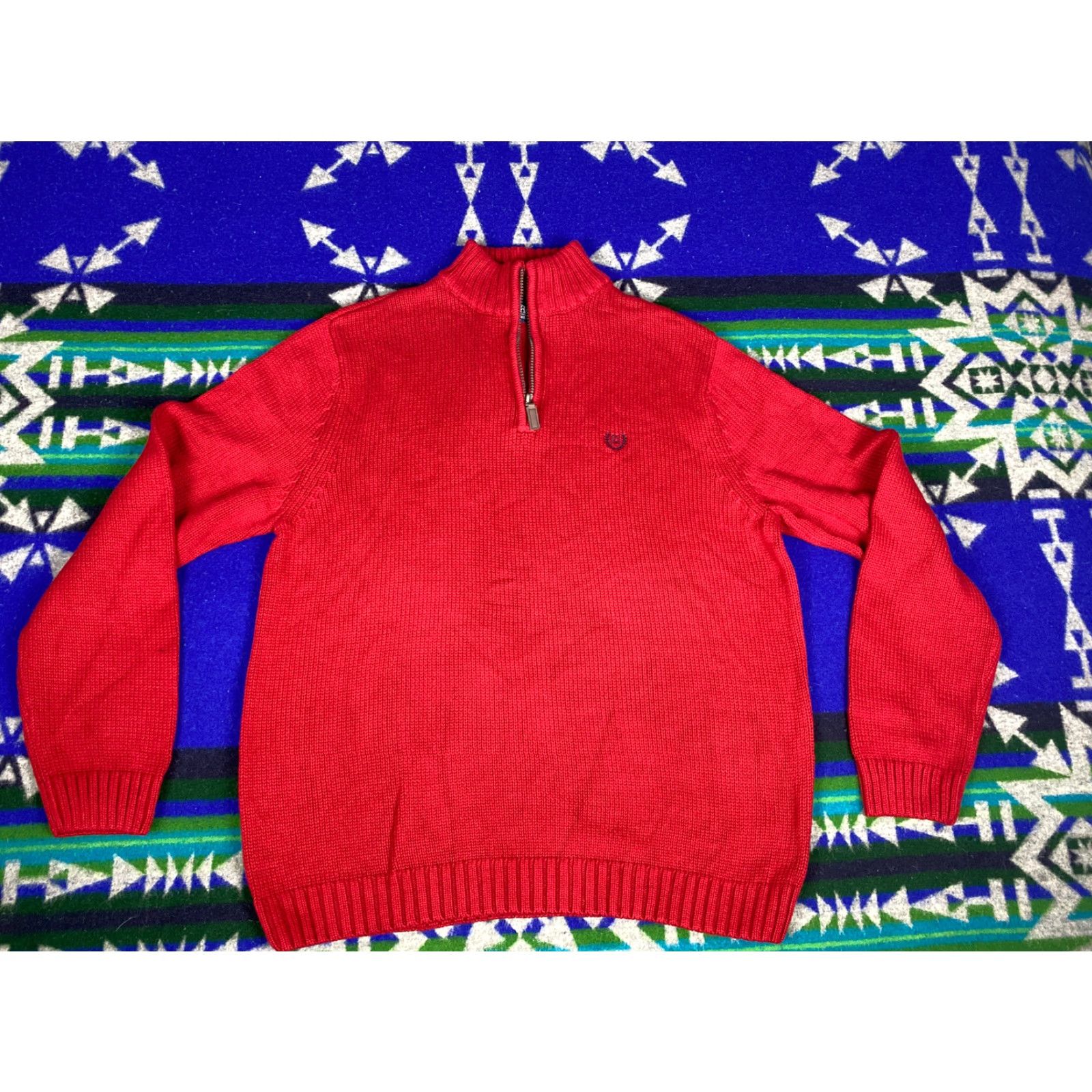 Chaps Chaps Ralph Lauren Sweater Mens L Red 1/4 Zip Knit Pullover Size US L / EU 52-54 / 3 - 4 Thumbnail