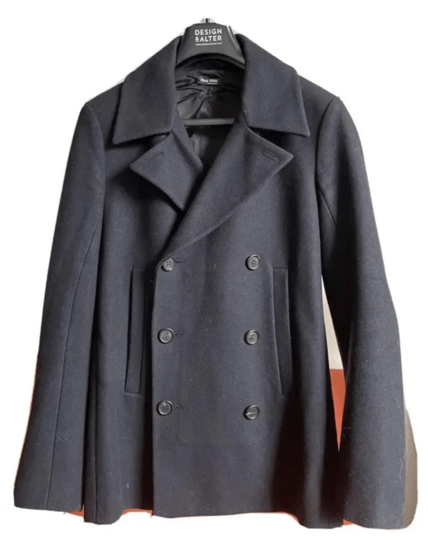 Pre-owned Miu Miu 00's Wool Pea Coat In Black