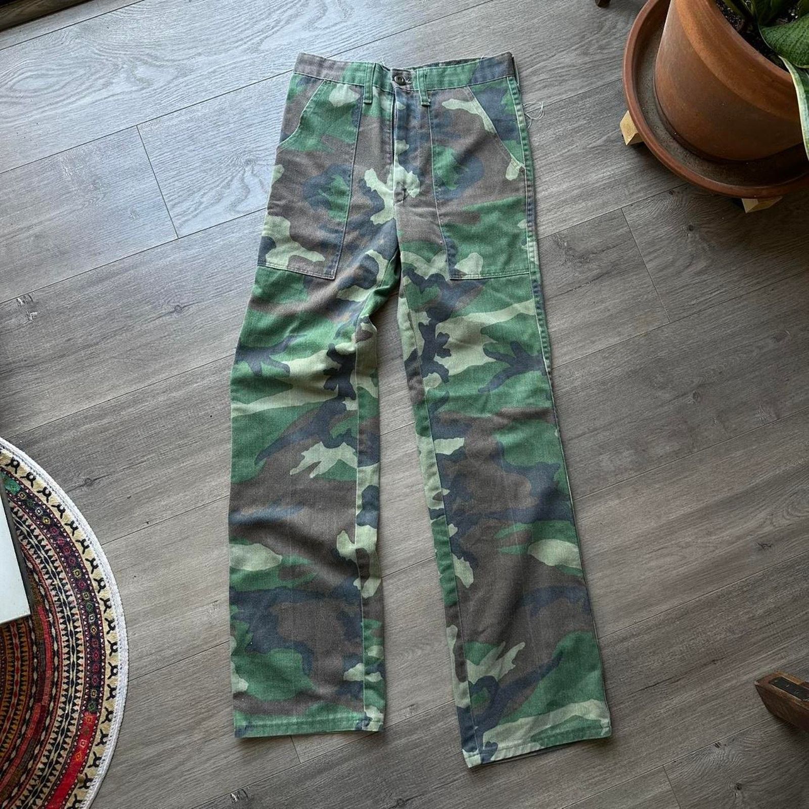 Vintage Vintage 80s OG 107 Camo Slim Flare Military Army Cotton Pant Size US 27 - 3 Thumbnail