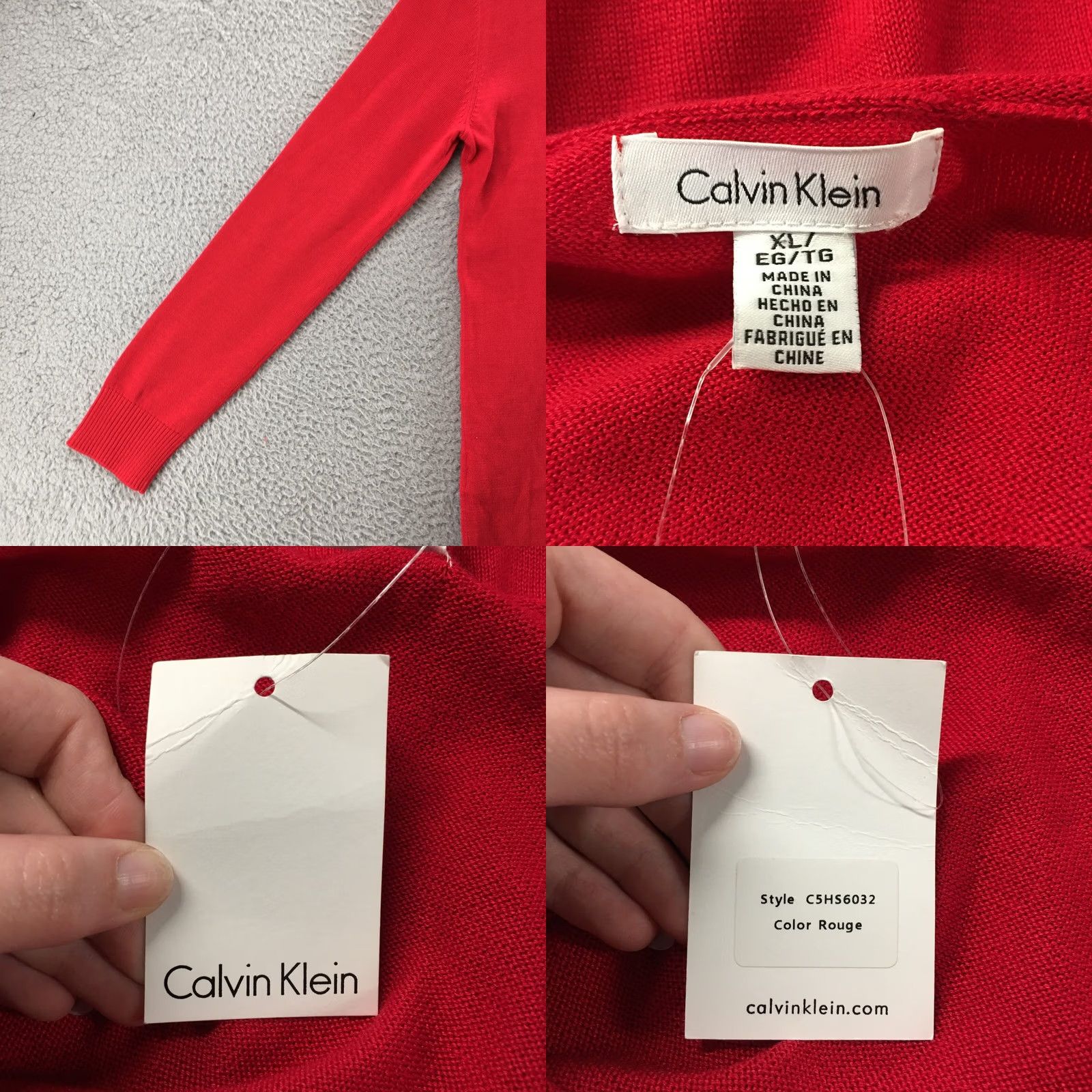 Calvin Klein Calvin Klein Collection Knit Tee Top Womens XL Red Cotton Blend Sequins Round Neck Pullover Shirt Womens XL Red Sequins Knit Tee Top Size XL / US 12-14 / IT 48-50 - 10 Thumbnail