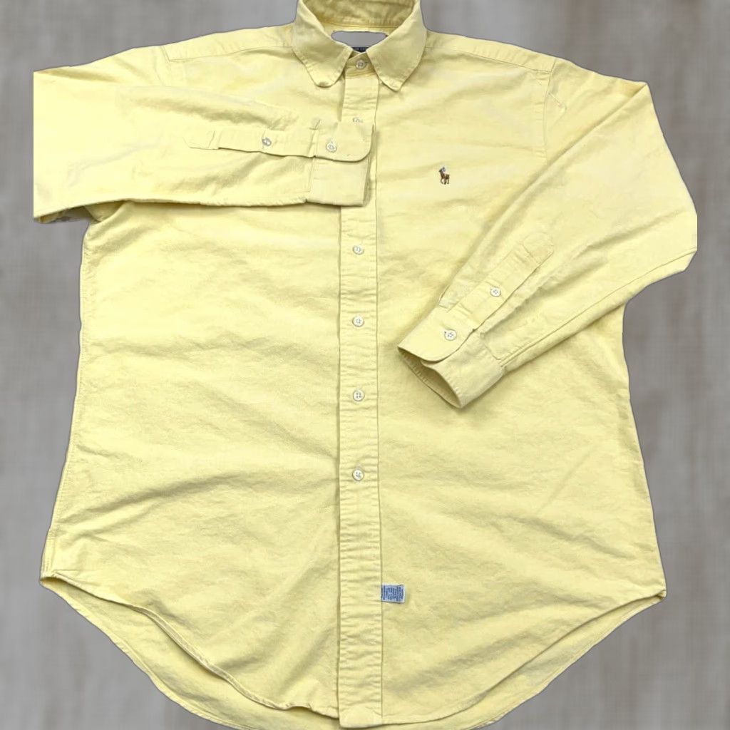 Ralph Lauren Ralph Lauren Shirt Men Button-Up 15.5 33 Yellow Cotton Solid Long Sleeve Vintage? No Size 42R - 1 Thumbnail