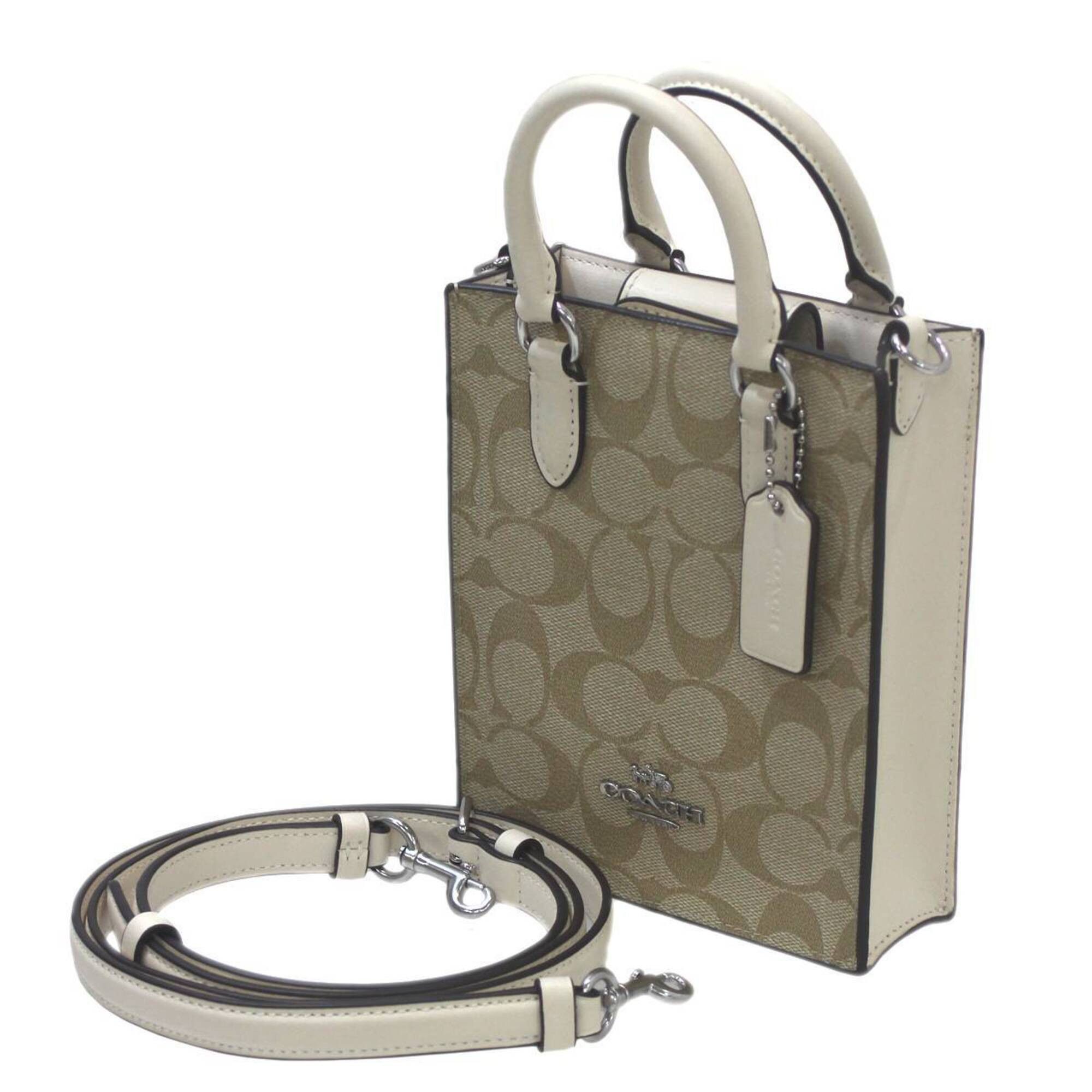 Coach COACH North-South Mini Tote Handbag/Shoulder Bag, Signature Canvas, Beige, CJ494 Size ONE SIZE - 1 Thumbnail