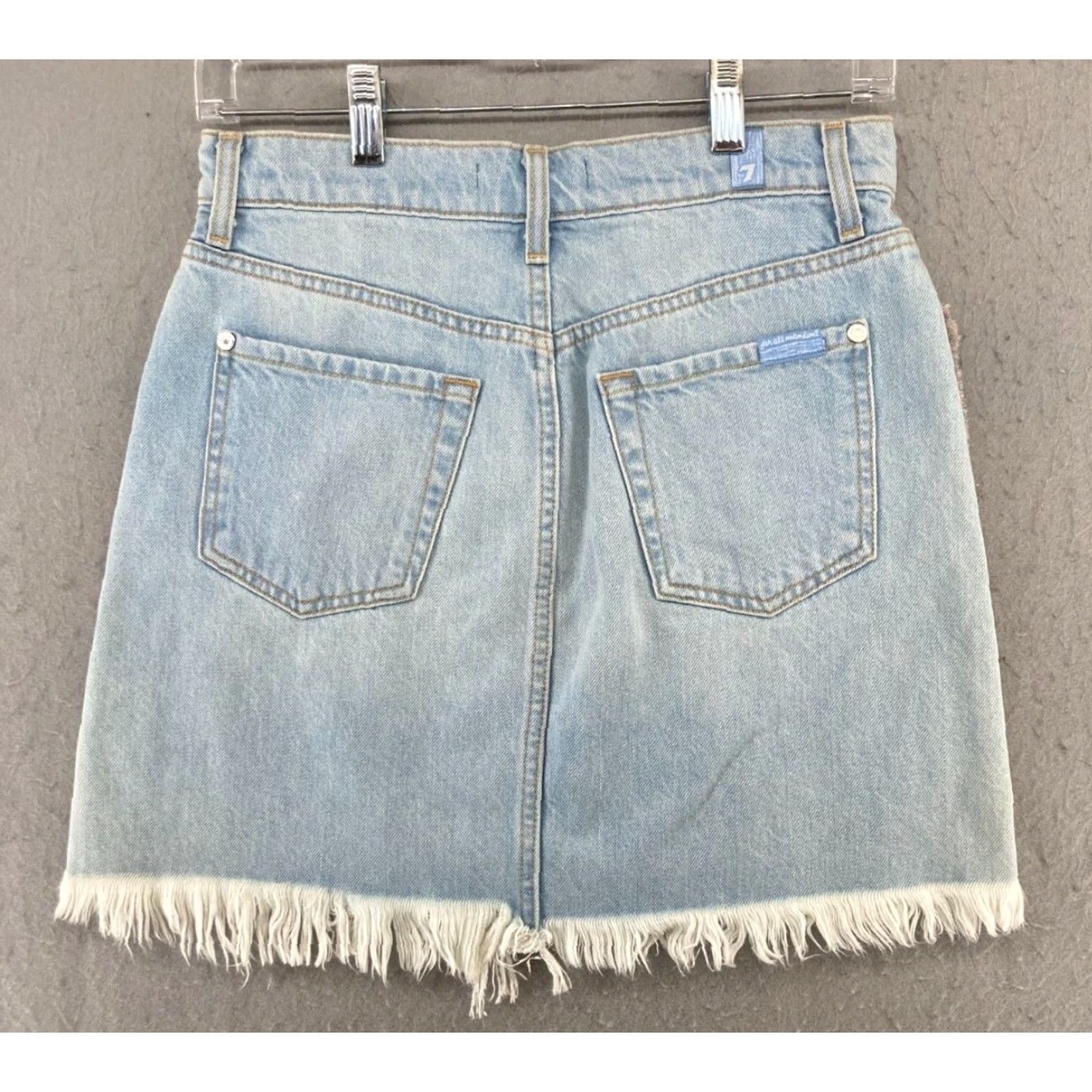 7 For All Mankind 7 For All Mankind Womens Denim Skirt 26 Raw Hem Fringe Mini 90s Bohemian Blues Color Denim Skirt Womens Mens?`` Size 26" / US 2 / IT 38 - 5 Thumbnail