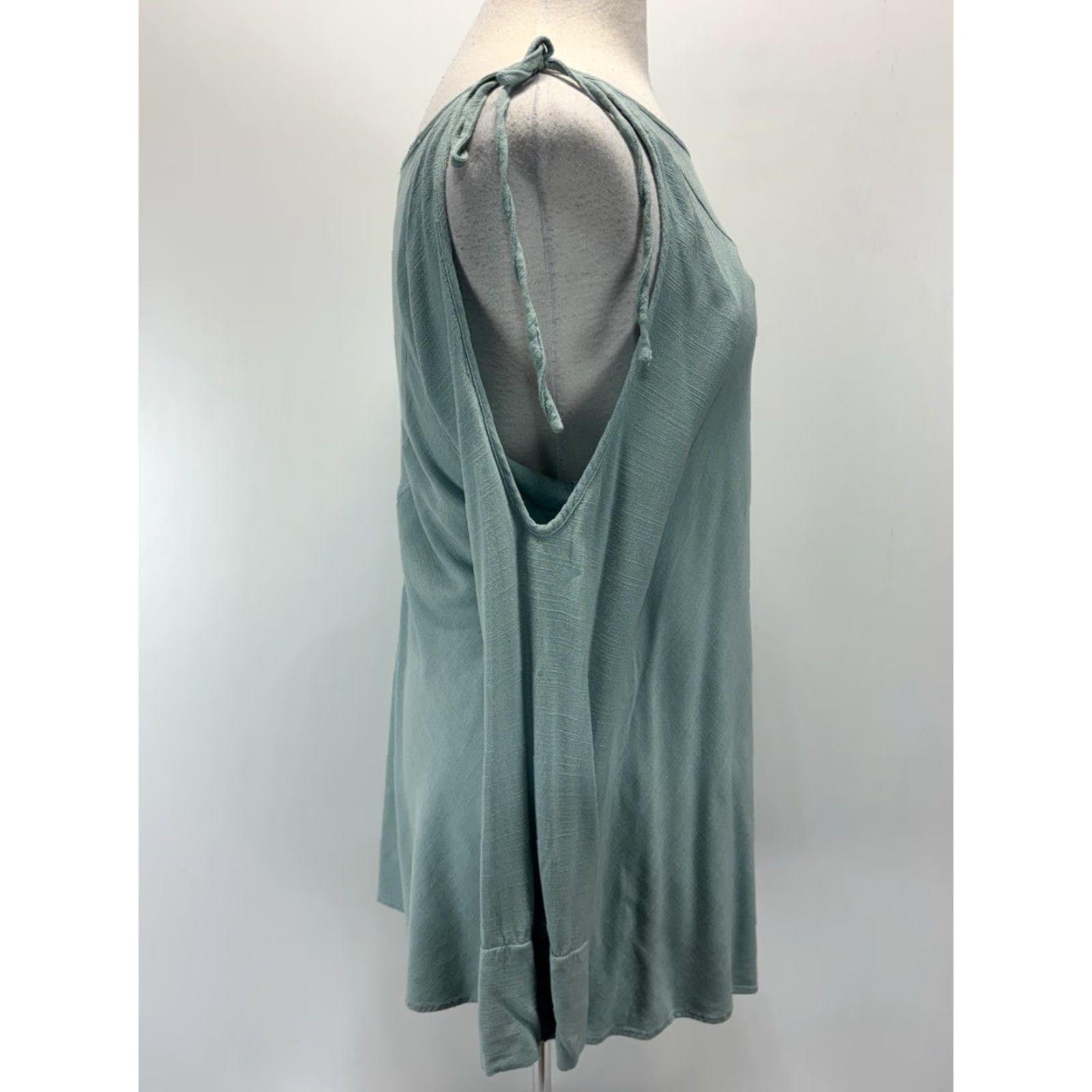 Free People FREE PEOPLE Asymmetrical Long Sleeve Tunic Dress Small Blue Green Womens Size S / US 4 / IT 40 - 4 Thumbnail