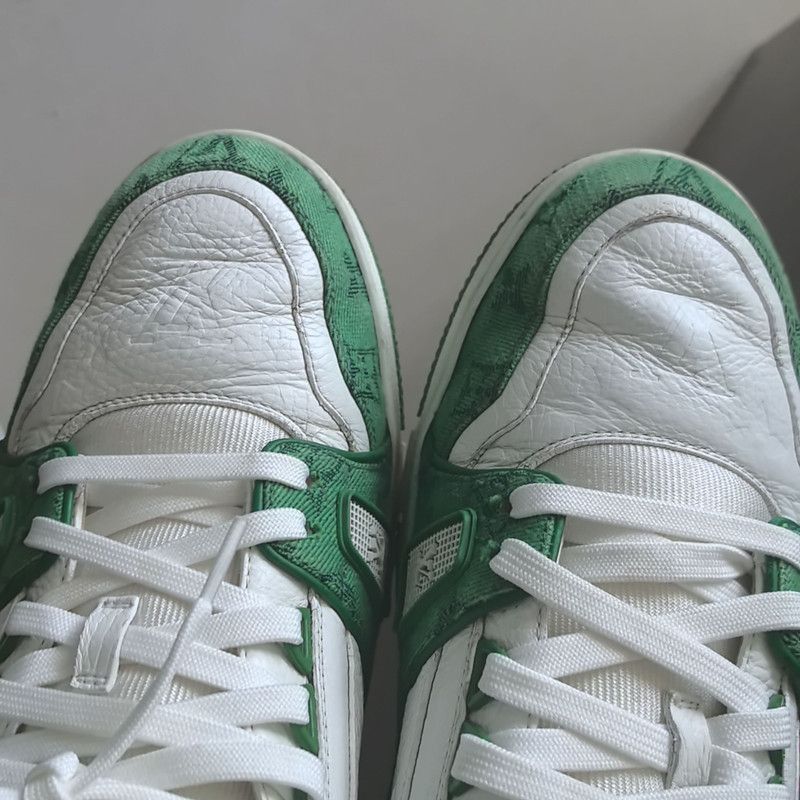 Louis Vuitton Louis Vuitton Green and White Low-Top Sneakers -2508 Size US 10.5 / EU 43-44 - 7 Thumbnail