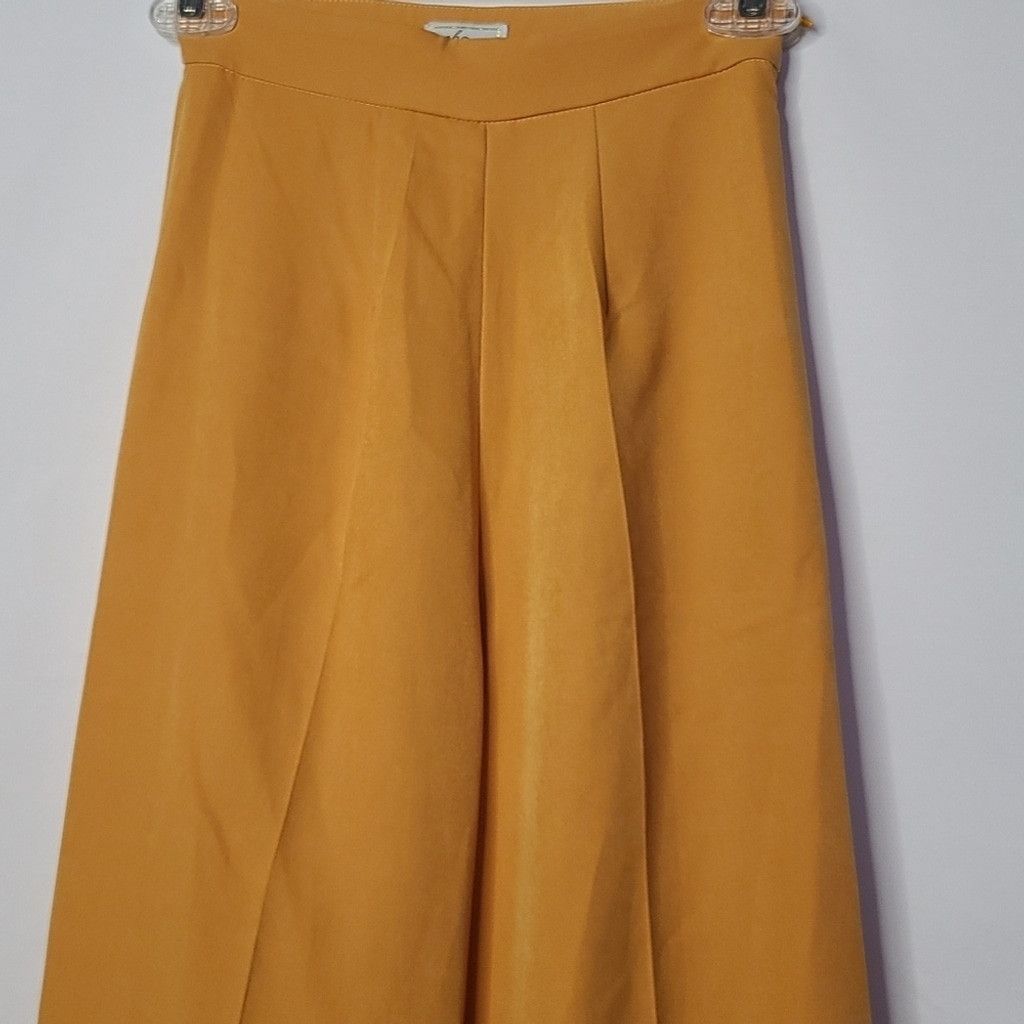 The Unbranded Brand NWOT Oh Polly mustard yellow flare wide leg pleated pants 0 Size 25" / US 0 / IT 36 - 3 Thumbnail