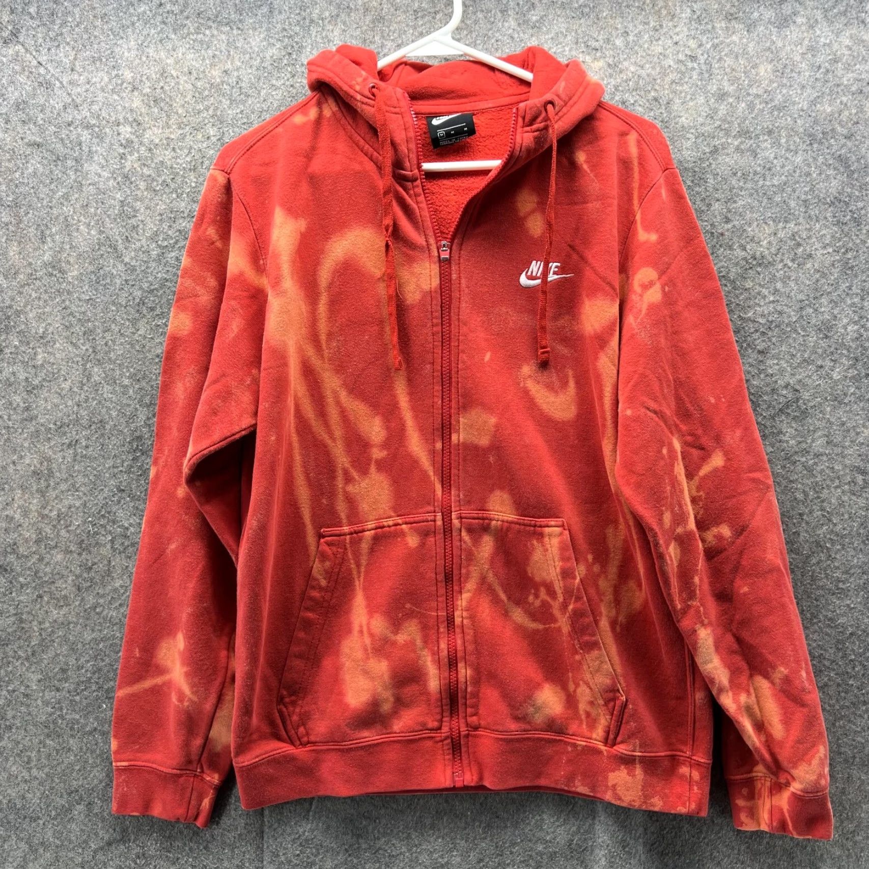 Nike VINTAGE Nike Sweater Men Medium Adult Orange Hoodie Full Zip Swoosh Club Fleece Size US M / EU 48-50 / 2 - 2 Thumbnail