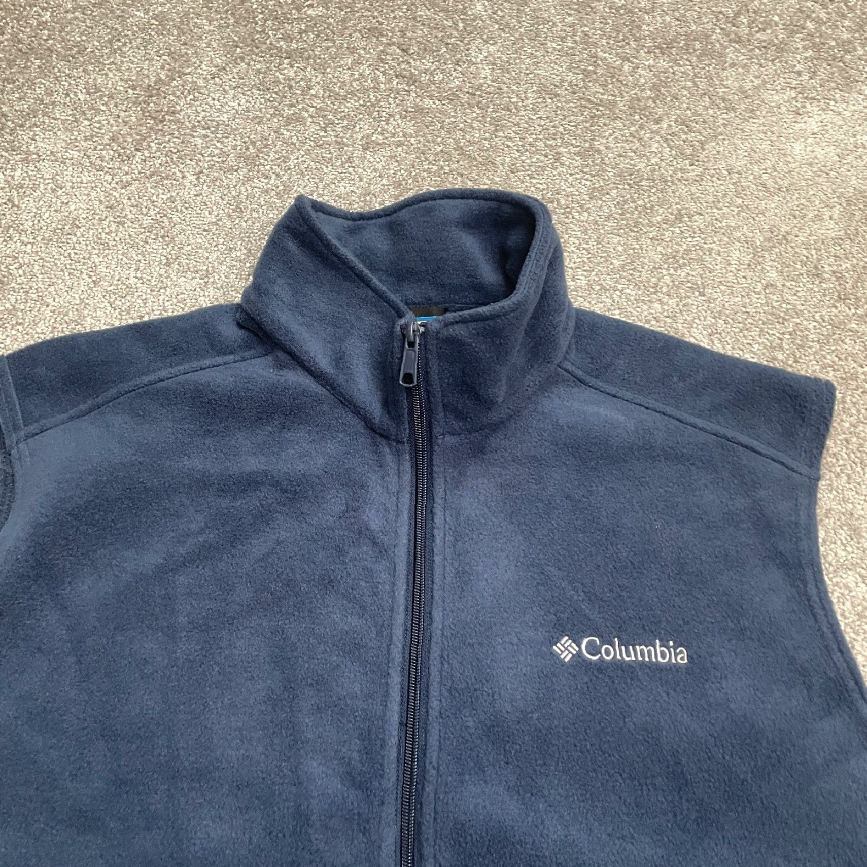 Vintage Columbia Vest Mens XL Blue Full Zip Fleece Steens Mountain Outdoor Hiking Jacket/Coat Mid-Length Stand-Up Collar Breathable Pockets Reg Size US XL / EU 56 / 4 - 3 Thumbnail