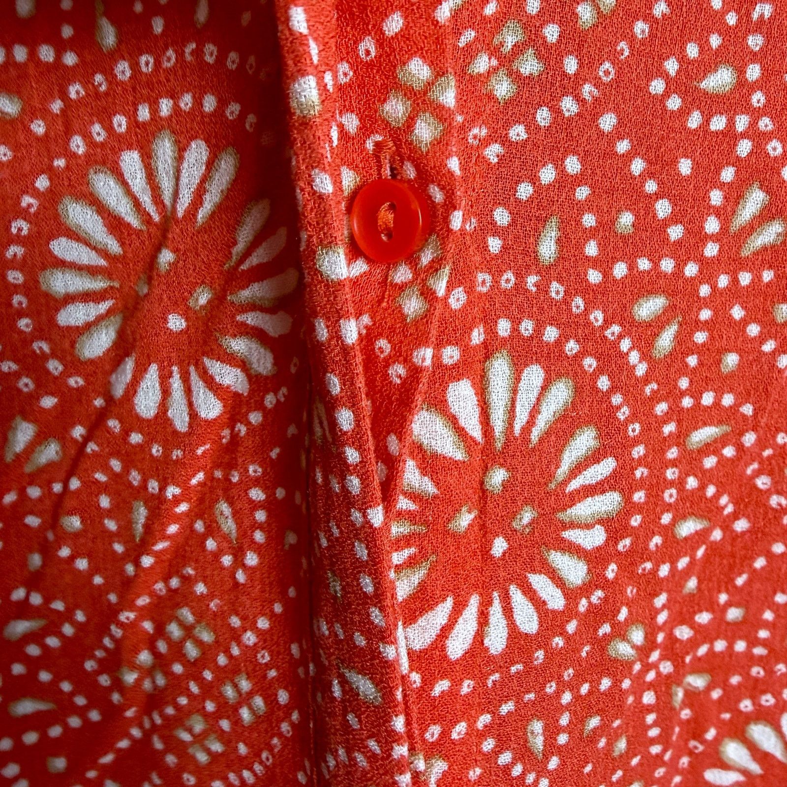 Lucky Brand Lucky Brand Womens Small Batik Dot Long Sleeve Orange Blouse Size S / US 4 / IT 40 - 7 Thumbnail